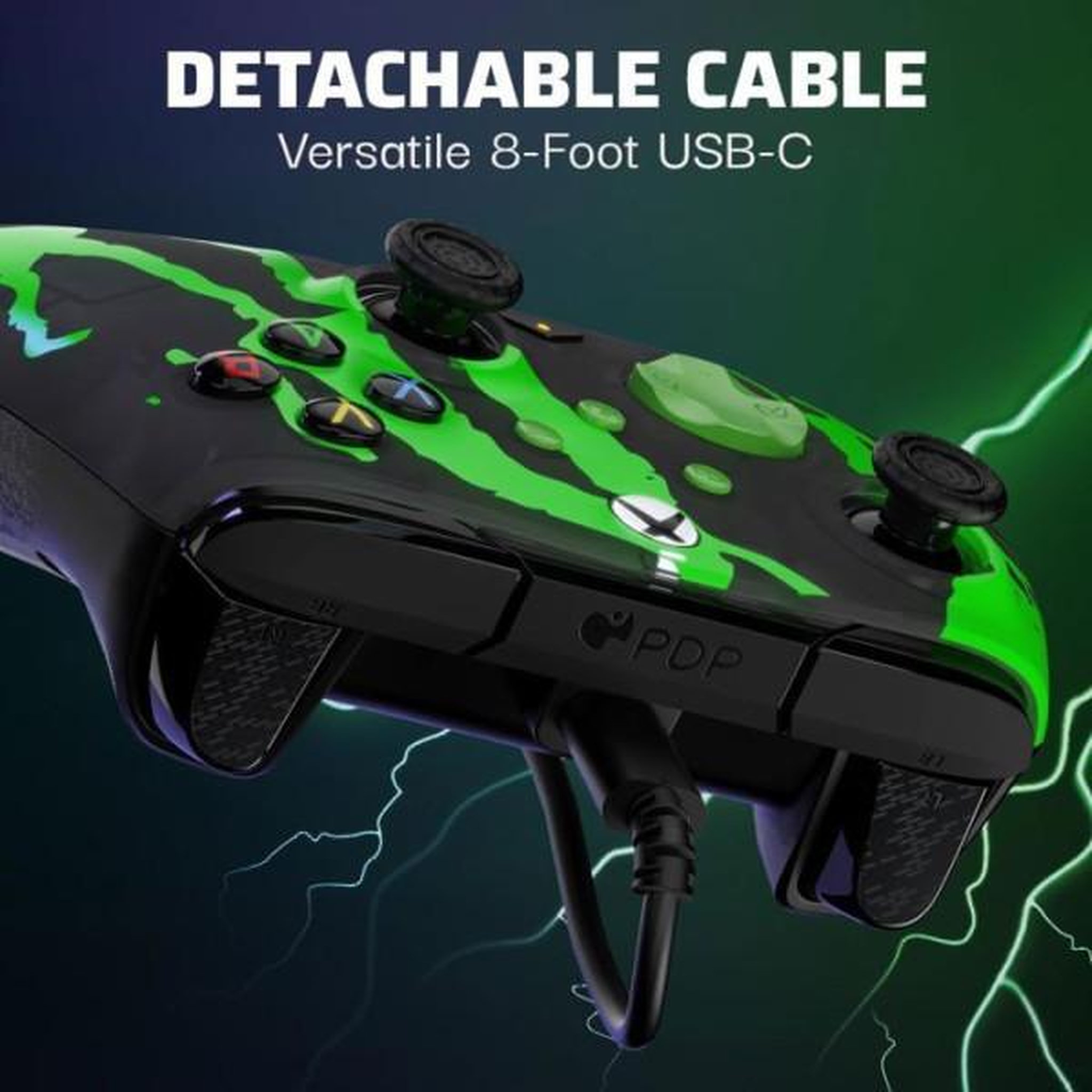Voir la diapositive 5 : PDP Xbox REMATCH GLOW Wired controller Jolt Green