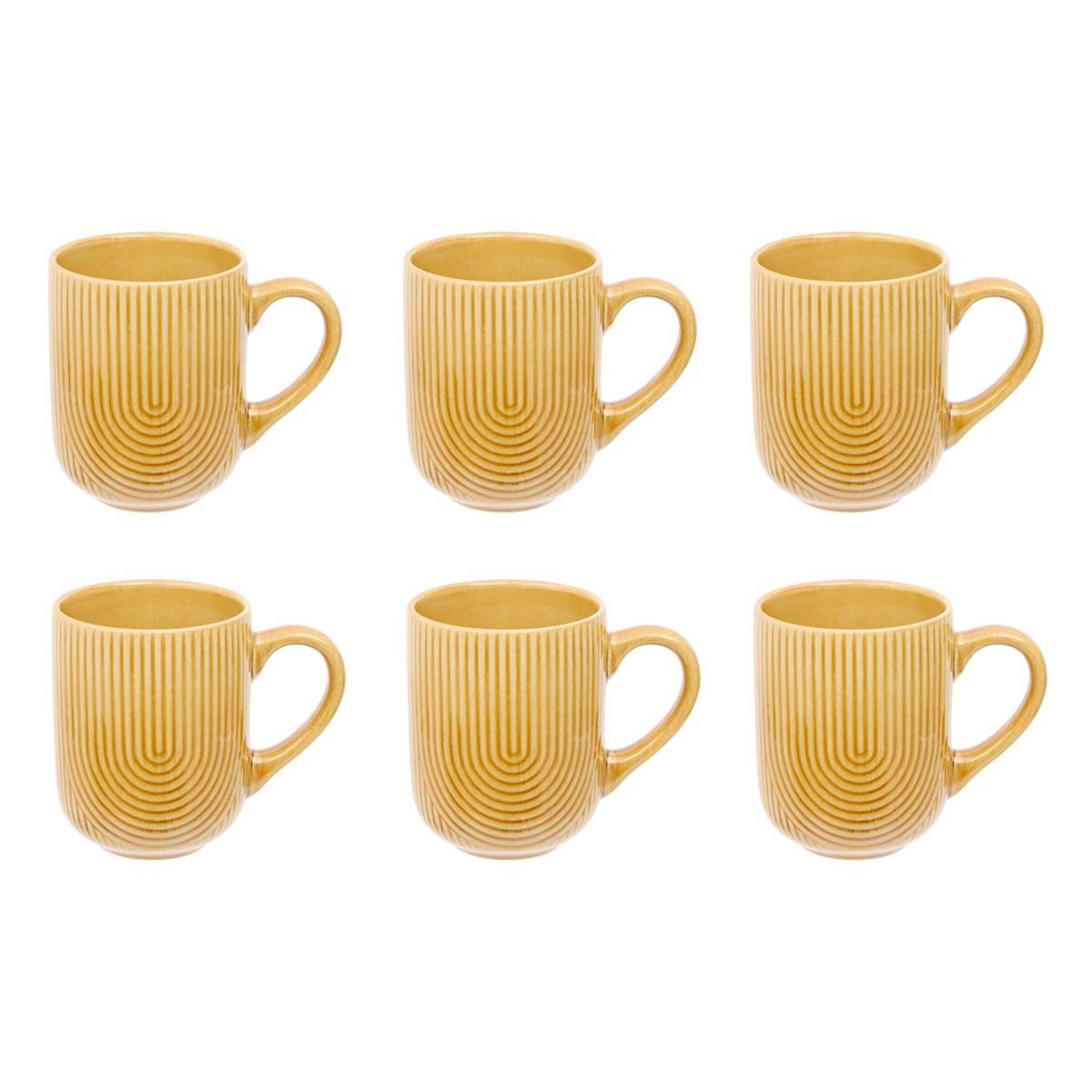 SECRET DE GOURMET Lot de 6 mugs en faïence  lya  30cl ocre