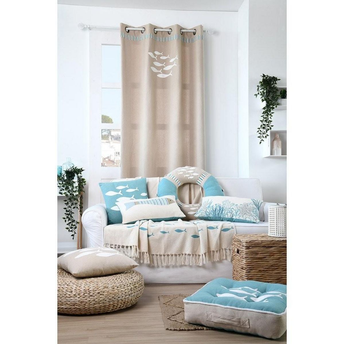 Lovely Casa Rideau à œillets 140x260 cm Atlantide naturel coton