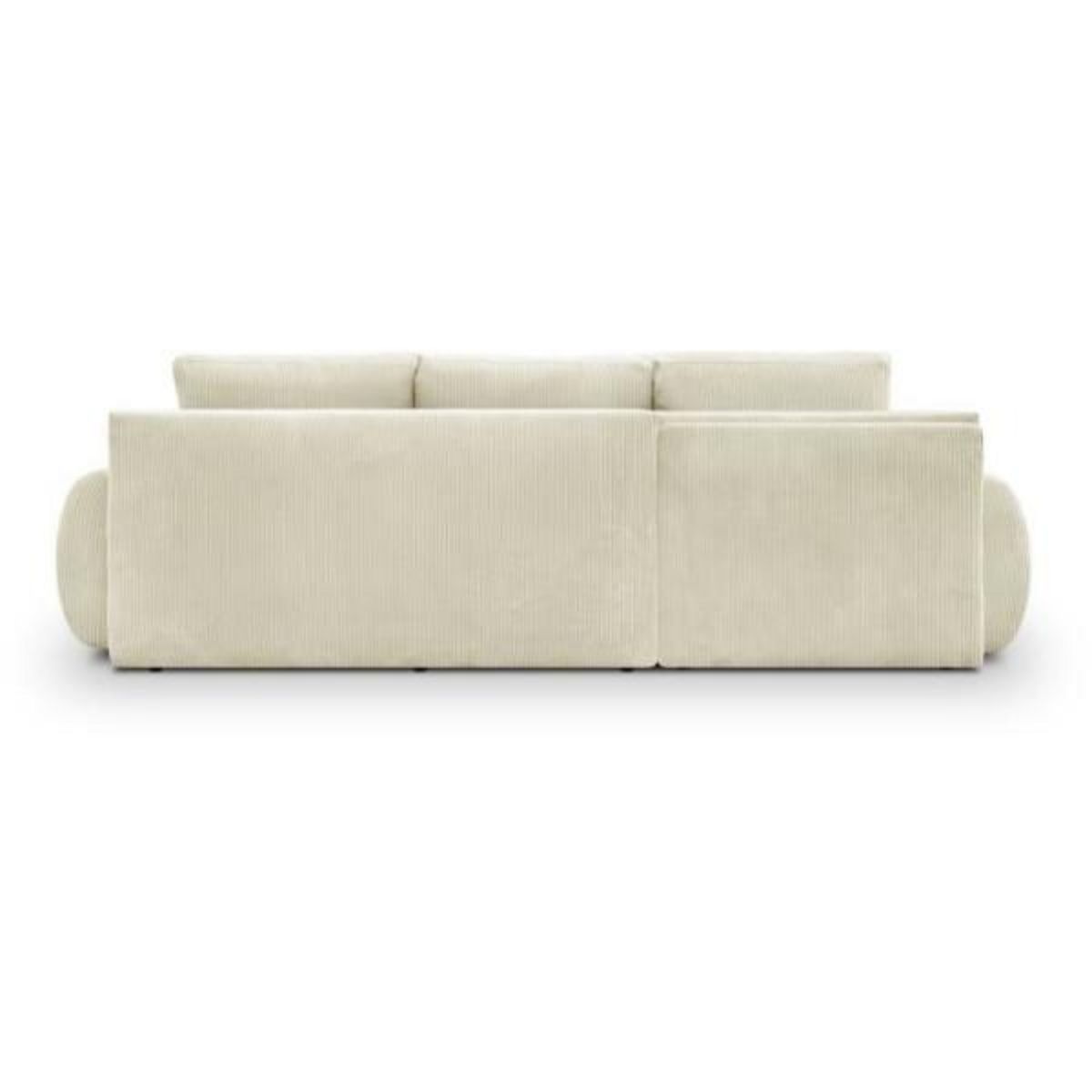 MARKET24 Canapé d'angle gauche convertible 4/5 places MILO - Velours côtelés beige - Coffre de rangement - L 264 x H 84 x P 99/145 cm