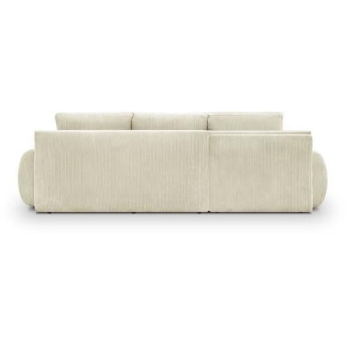 MARKET24 Canapé d'angle gauche convertible 4/5 places MILO - Velours côtelés beige - Coffre de rangement - L 264 x H 84 x P 99/145 cm