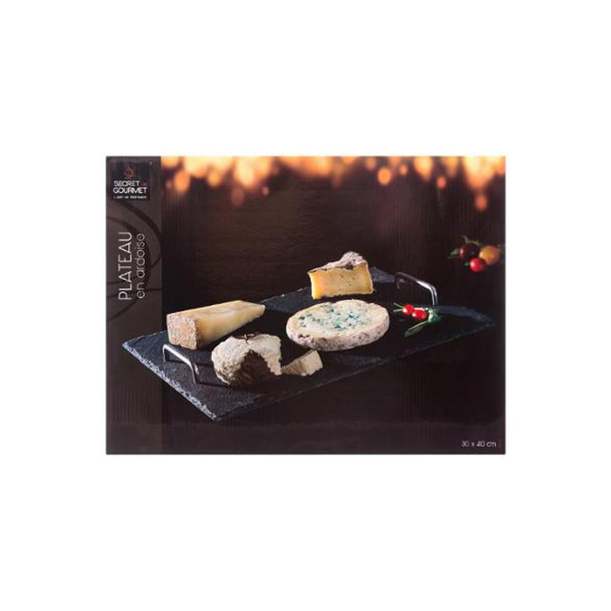 Voir la diapositive 4 : SECRET DE GOURMET Plateau de présentation  ardoise  40cm gris