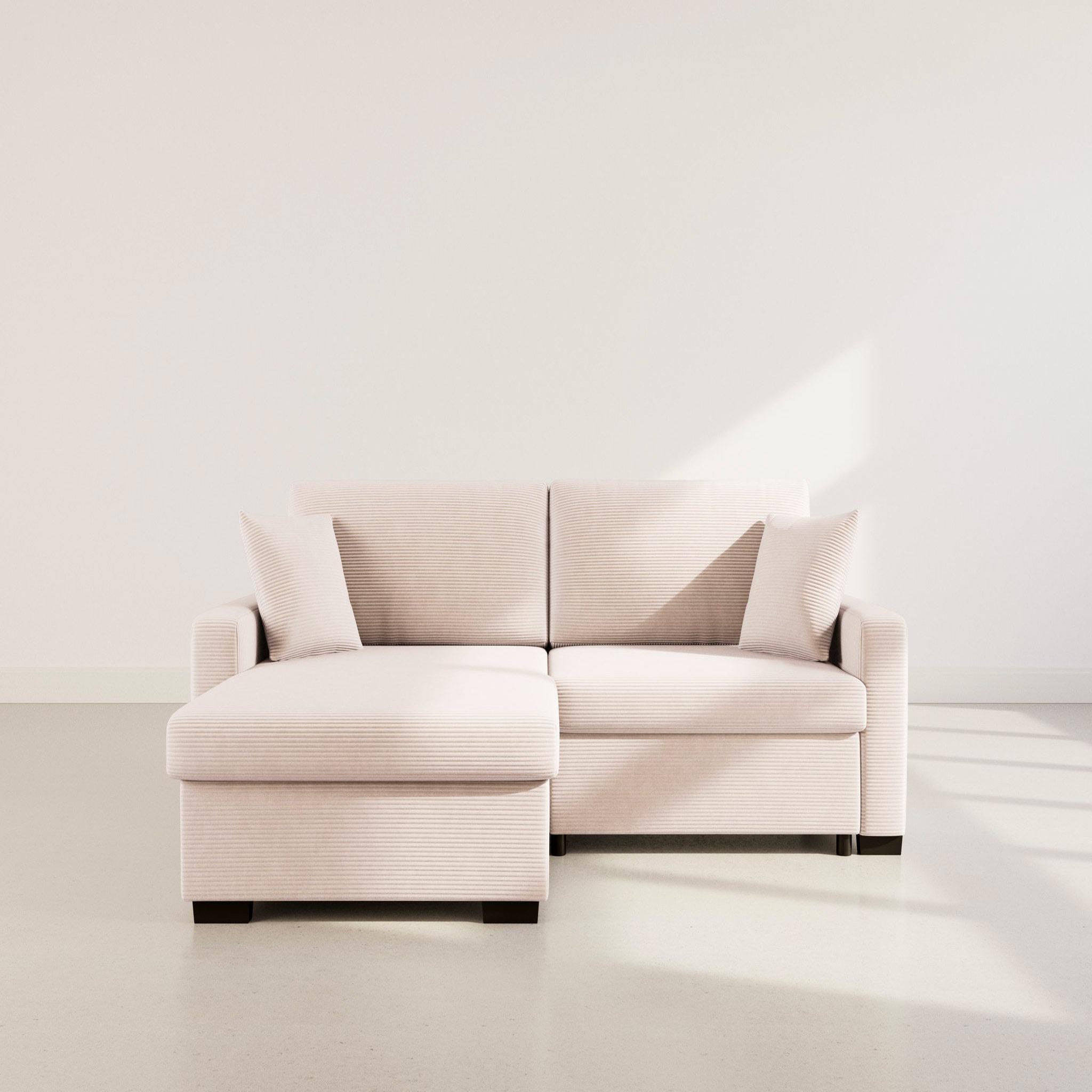 Voir la diapositive 3 : BEST MOBILIER Gisele - canapé d'angle réversible 4 places convertible avec large méridienne et coffre en velours côtelé