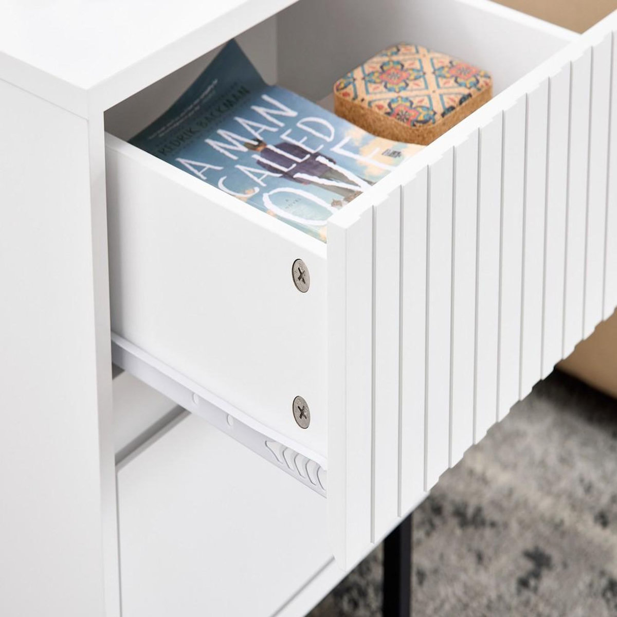 SOBUY SoBuy - Table De Chevet à deux tiroirs - Blanc - 40x40x48cm - Minimaliste - FBT157-W