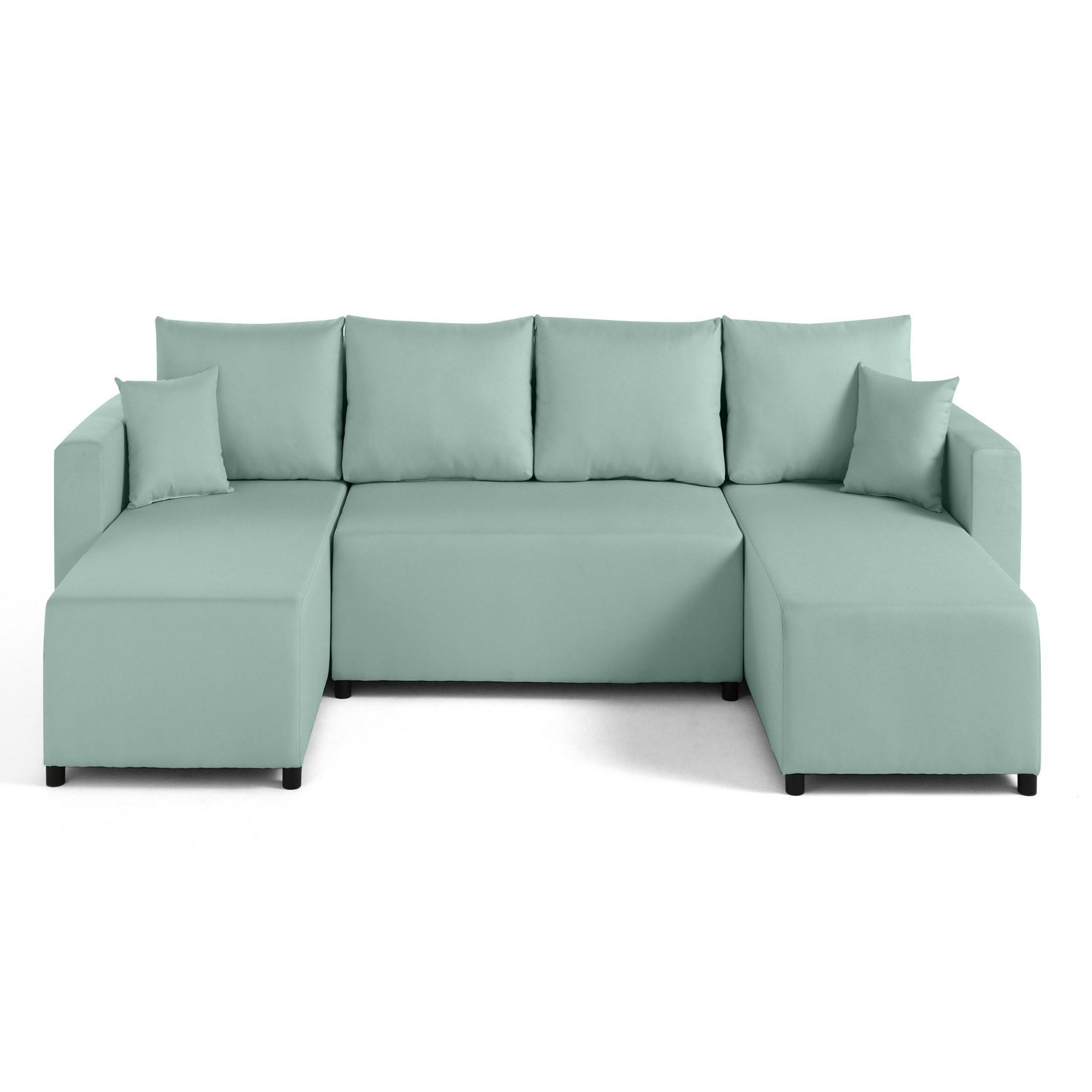 Voir la diapositive 1 : BEST MOBILIER Regala - canapé panoramique - 7 places - convertible avec coffre - en tissu