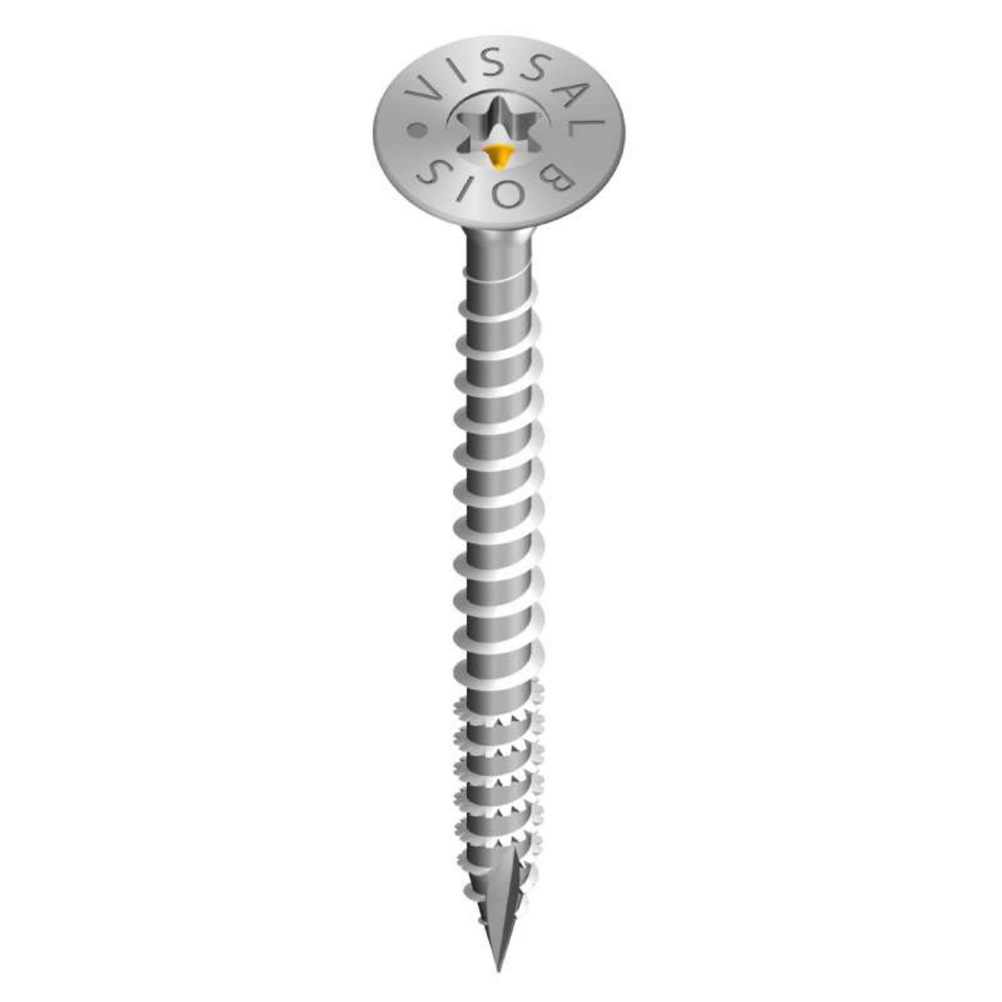 Voir la diapositive 2 :  Vis spéciale bois VissalBois zinguée tête fraisée TX 6,0 x 120 mm  boite de 100 vis TX30