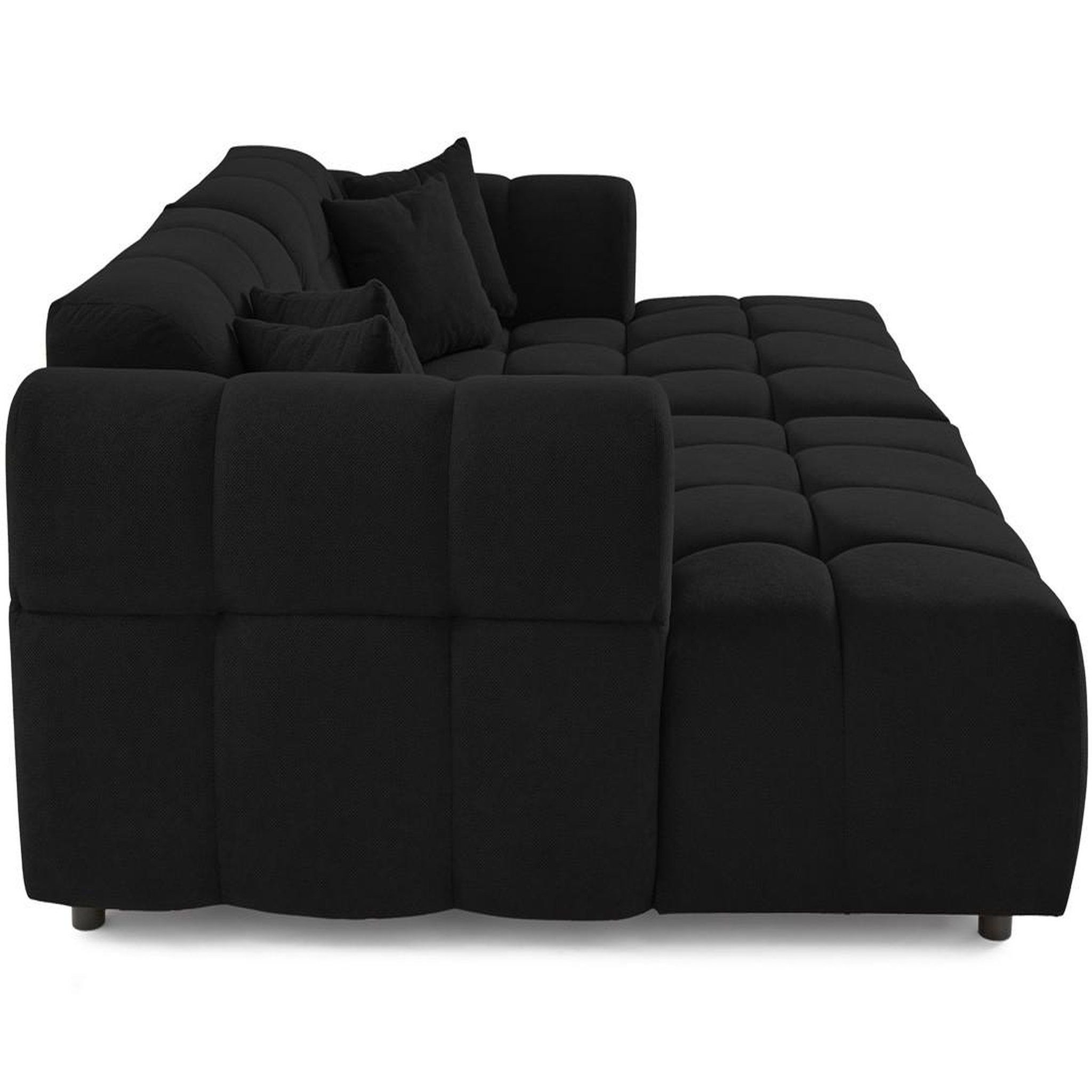 Voir la diapositive 4 : BEST MOBILIER Ray - canapé droit 4 places avec double méridienne - assise profonde - en tissu texturé