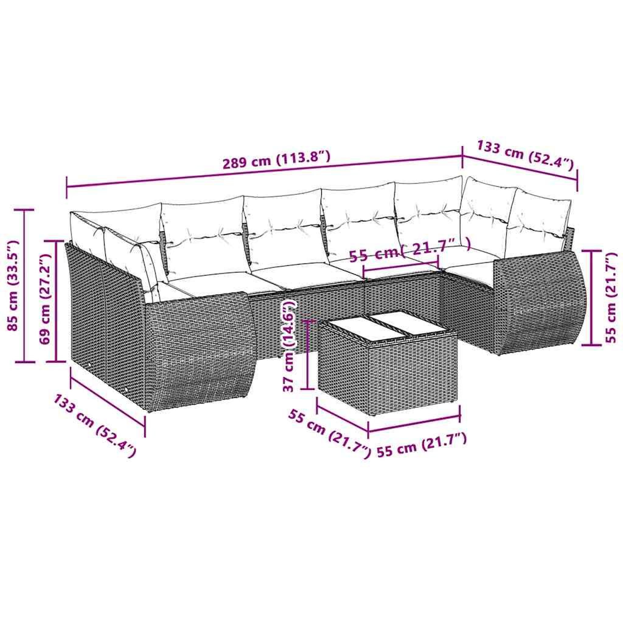 Voir la diapositive 6 : VIDAXL Salon de jardin 8 pcs avec coussins gris clair resine tressee