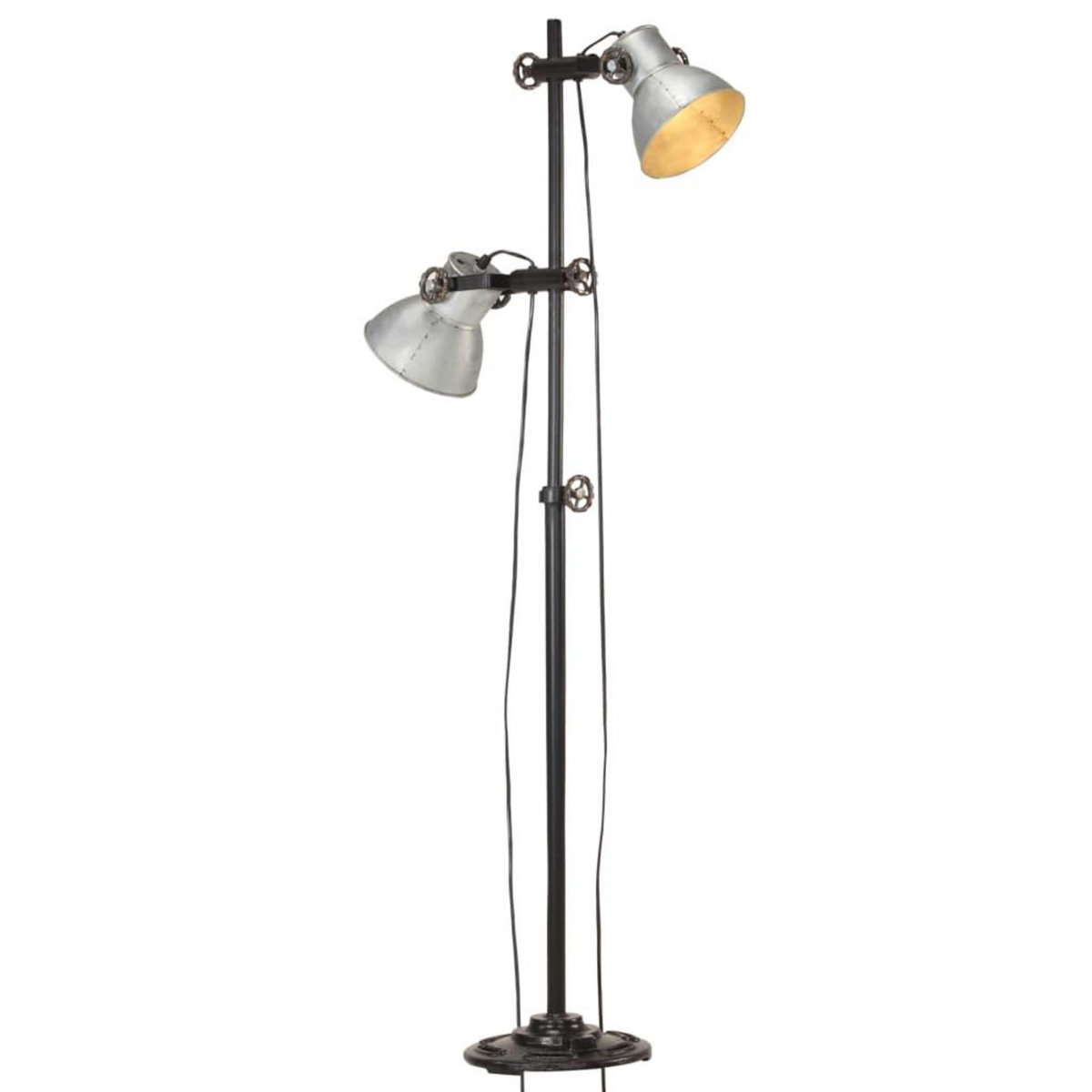 VIDAXL Lampadaire avec 2 abat-jour Argente E27 Fonte
