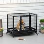 PAWHUT Cage pour chien animaux cage de transport sur roulettes 2 portes noir