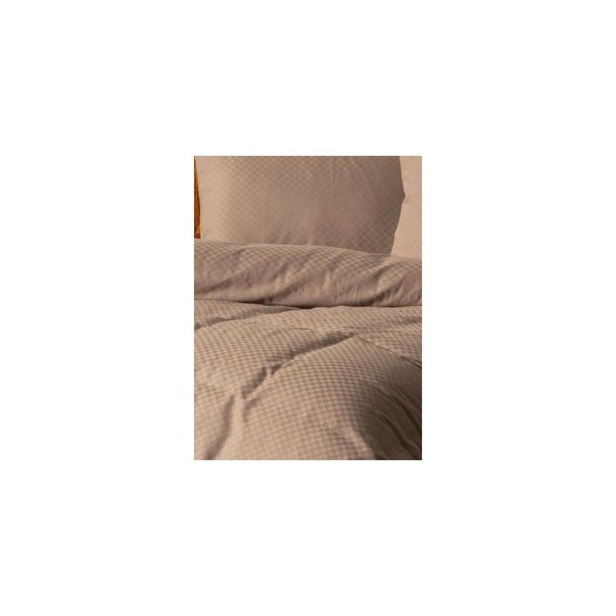Voir la diapositive 3 : GENERIQUE Parure de lit - 1 housse de couette 140 x 200cm + 1 taies d'oreiller 60 x 60 cm - 100% coton renforcé - Imprimé carreaux Vison