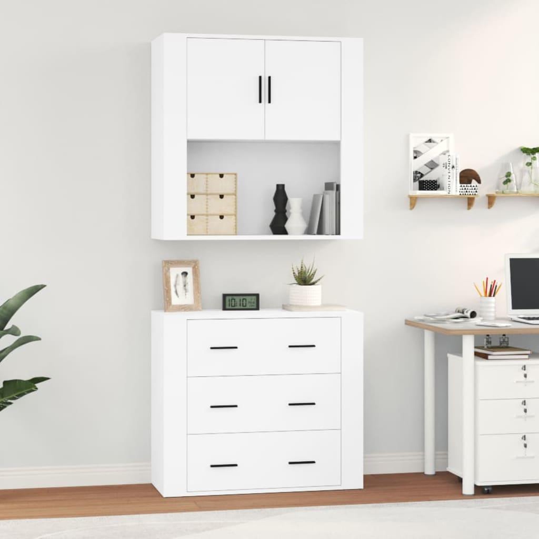 Voir la diapositive 4 : VIDAXL Buffet haut Blanc Bois d'ingenierie