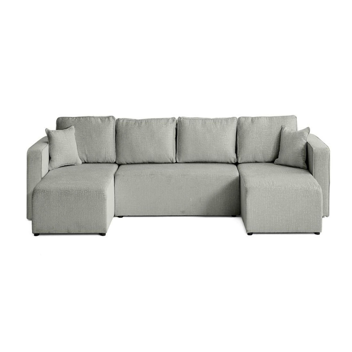 BEST MOBILIER Topaze - canapé panoramique en u - 7 places - convertible avec coffre - en tissu velours relief