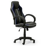 VS VENTA-STOCK Fauteuil de Bureau réglable et inclinable Formula tapissé en Similicuir, Noir/Bleu