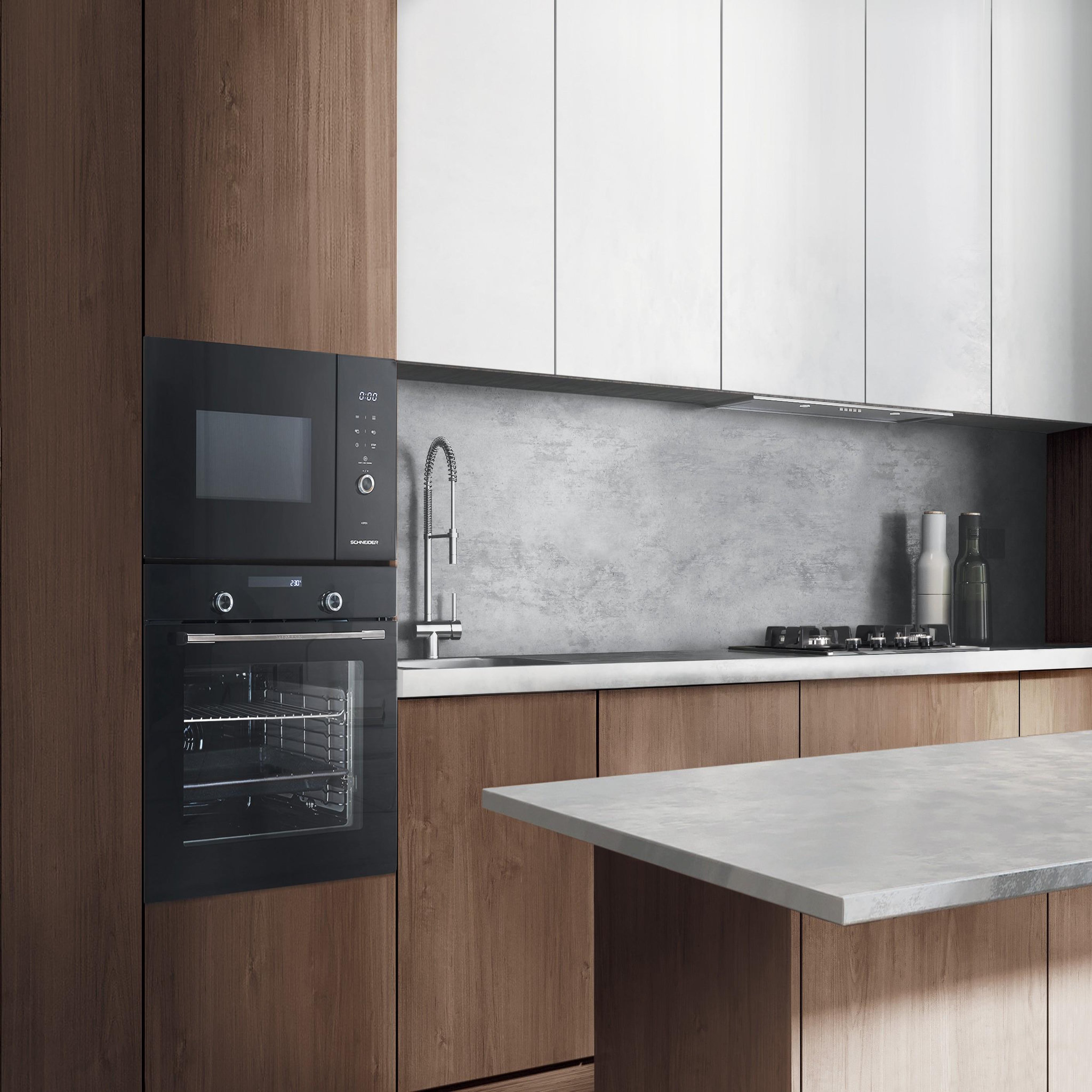 Voir la diapositive 2 : SCHNEIDER Four Micro-ondes gril 38 cm encastrable 25L Noir - SCMW2538GB