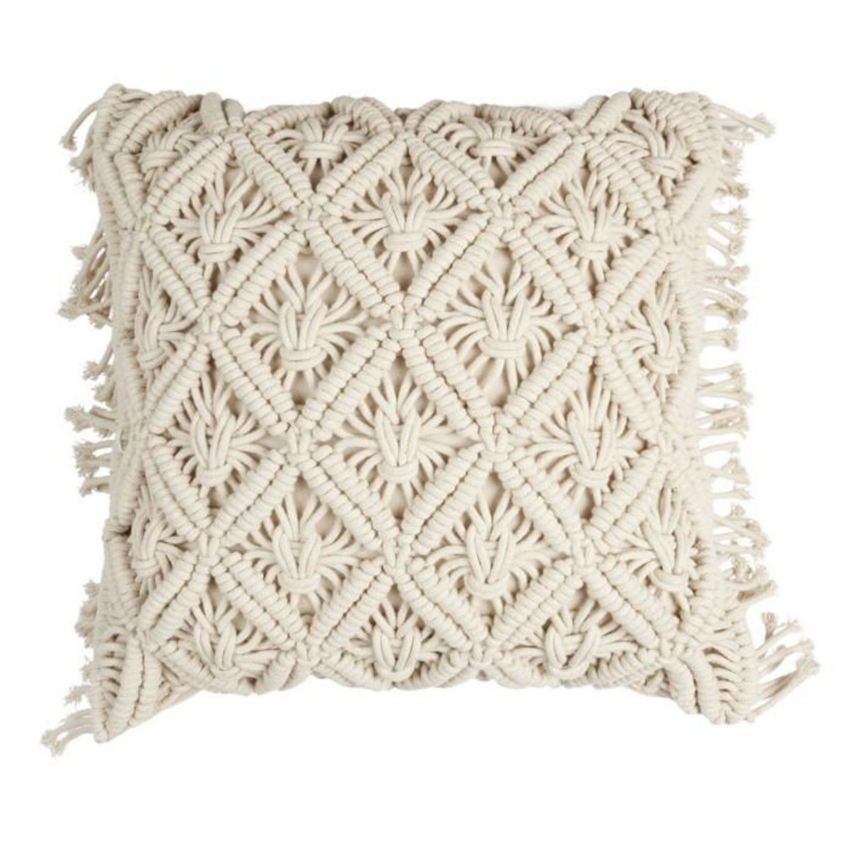 Paris Prix Coussin Déco Macramé  Crush  40x40cm Beige