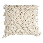 Paris Prix Coussin Déco Macramé  Crush  40x40cm Beige