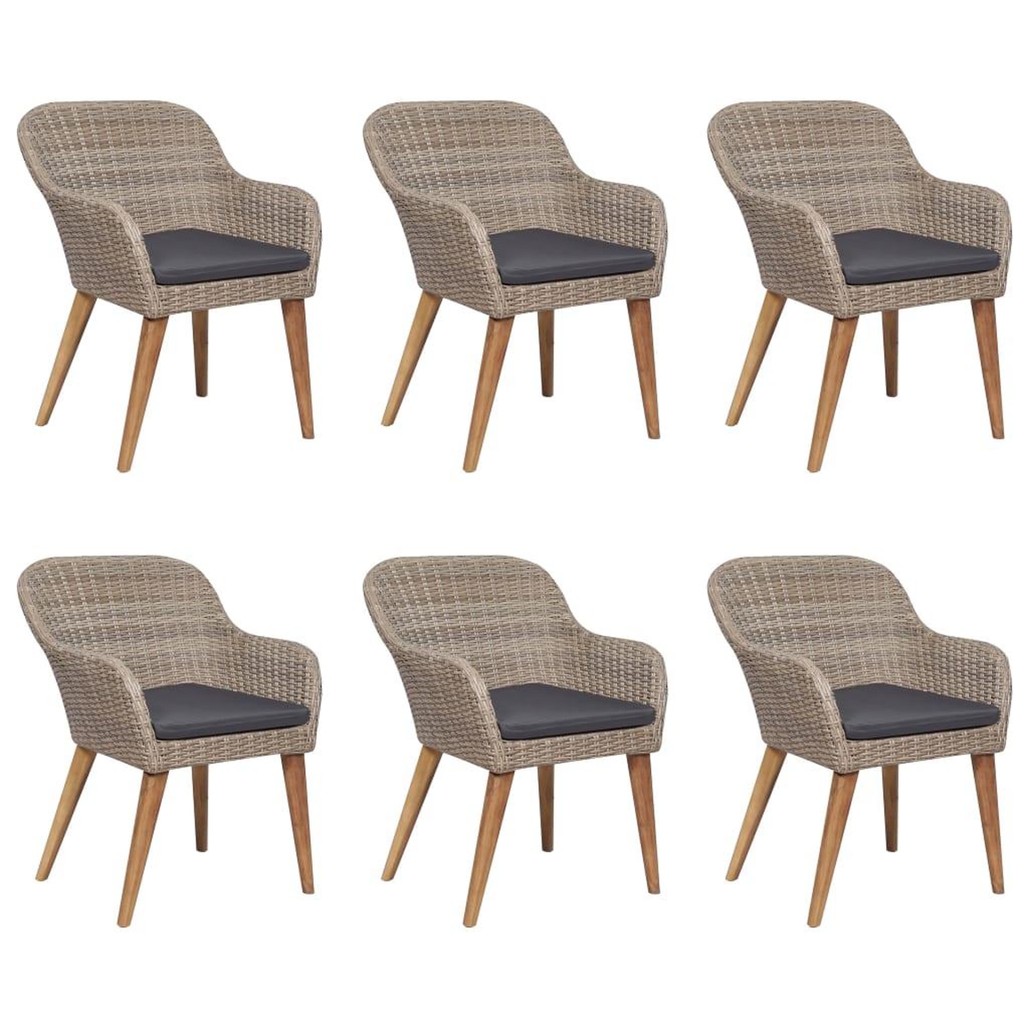 Voir la diapositive 3 : VIDAXL Ensemble a manger de jardin 7 pcs resine tressee marron