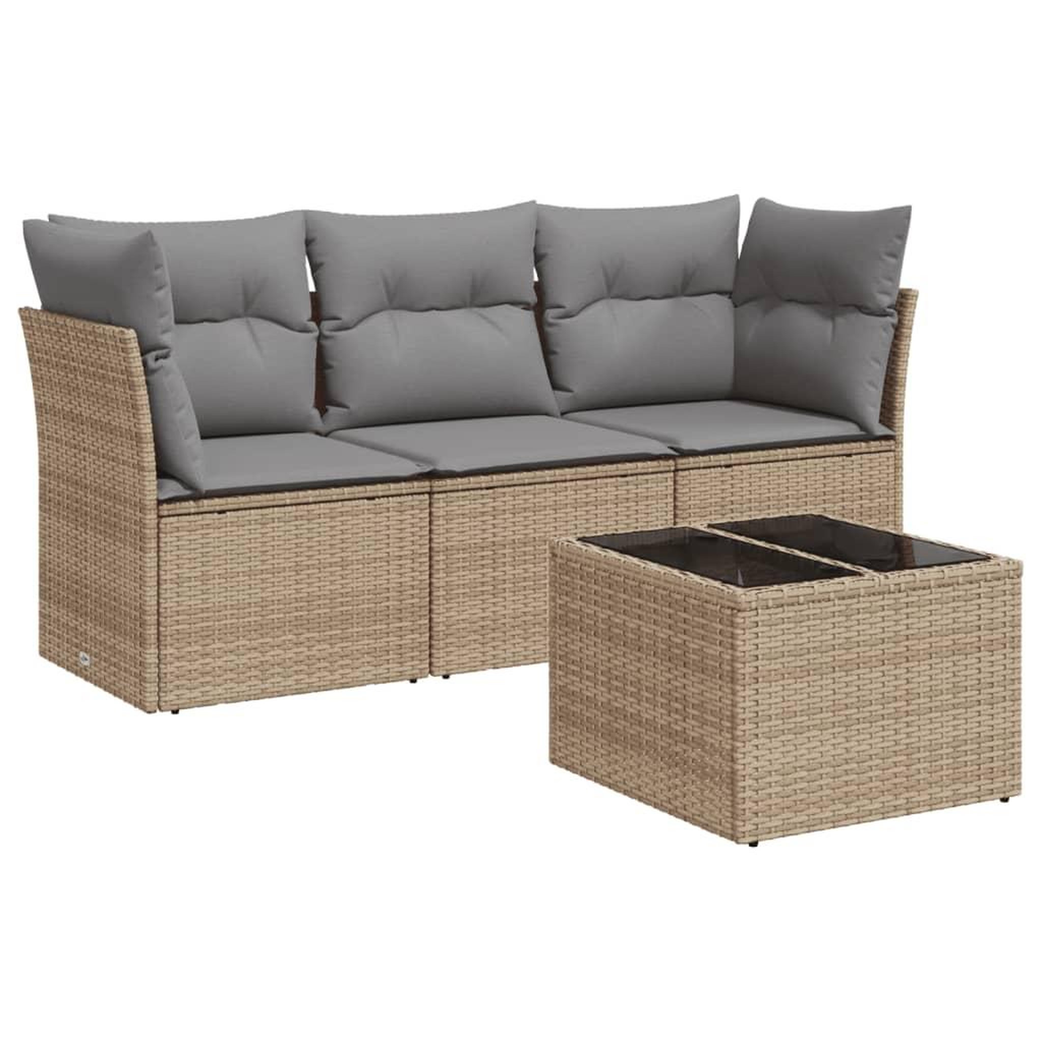 Voir la diapositive 2 : VIDAXL Salon de jardin avec coussins 4 pcs beige resine tressee