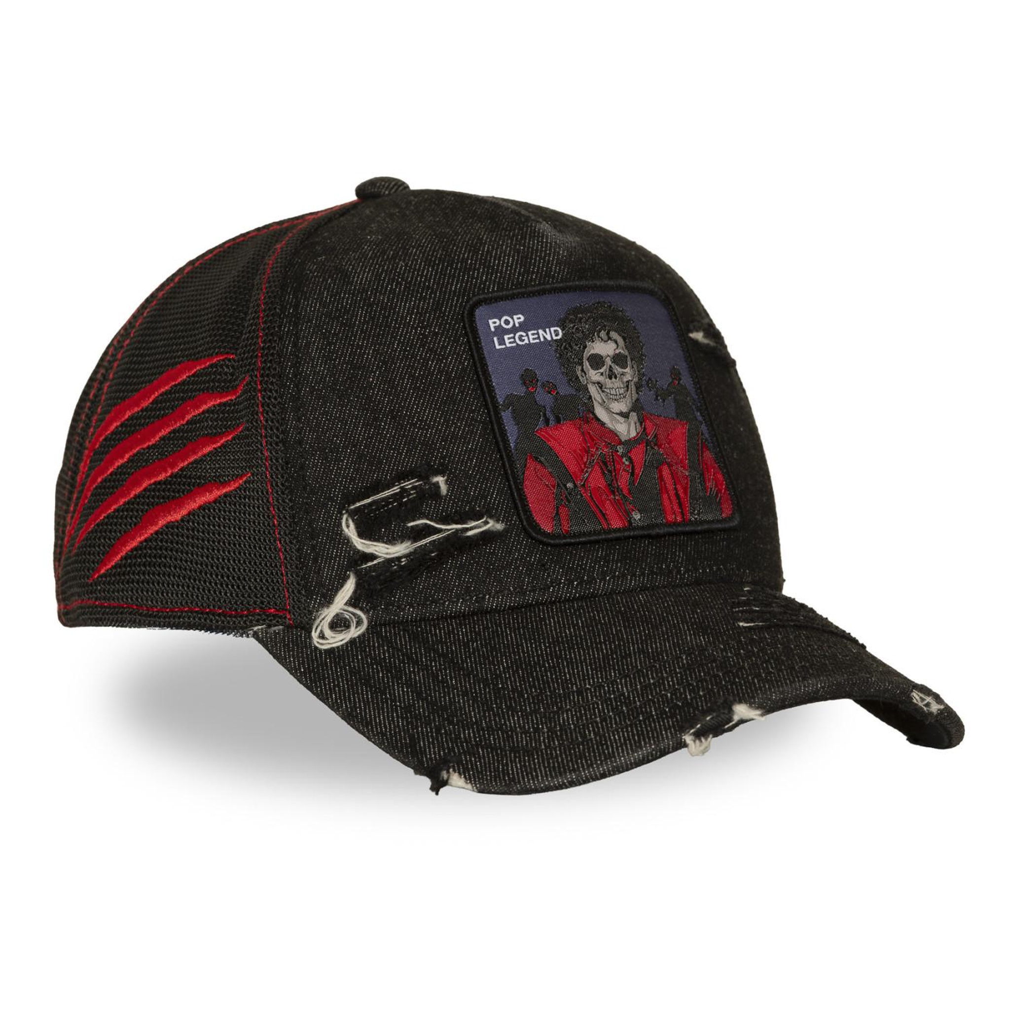 Voir la diapositive 4 : CAPSLAB Casquette trucker effet usé avec filet et patch Pop Legend