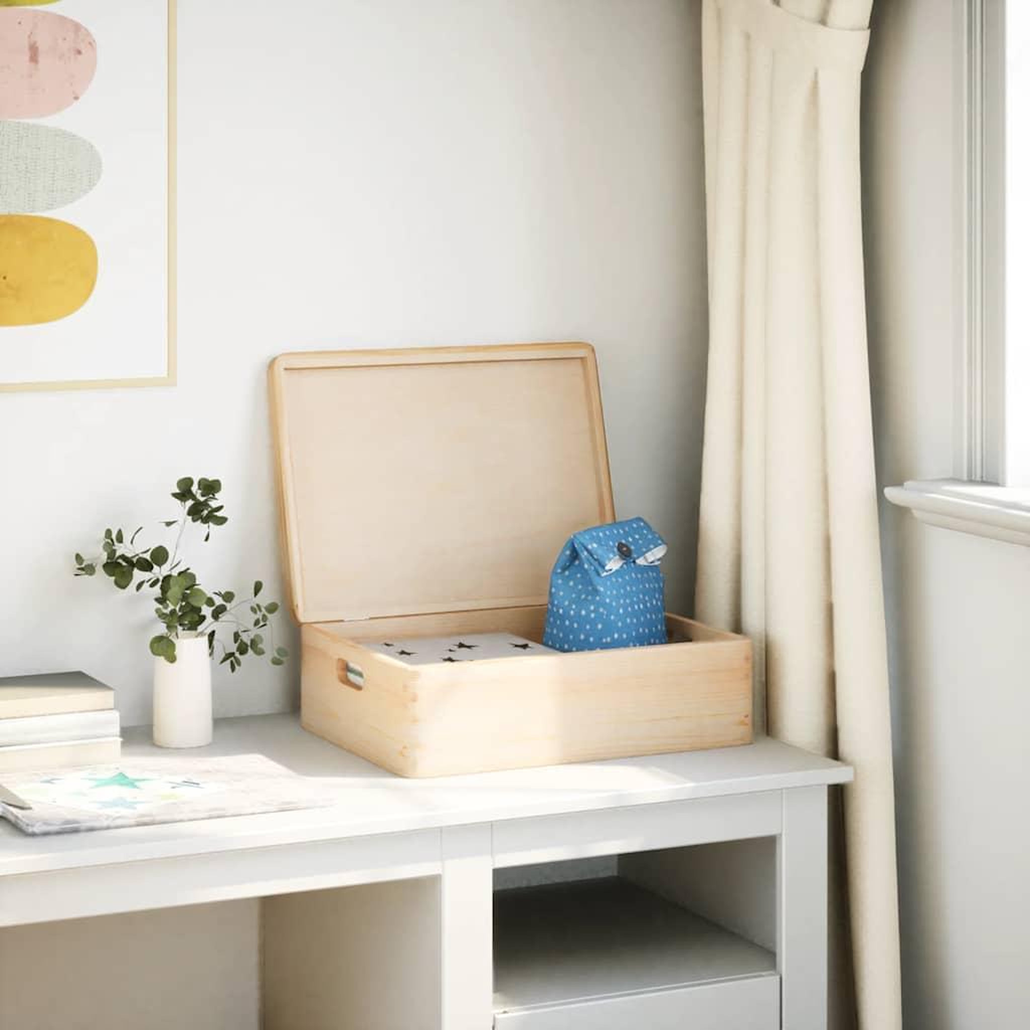 Voir la diapositive 3 : VIDAXL Boîte en bois avec couvercle et poignees bois de pin massif