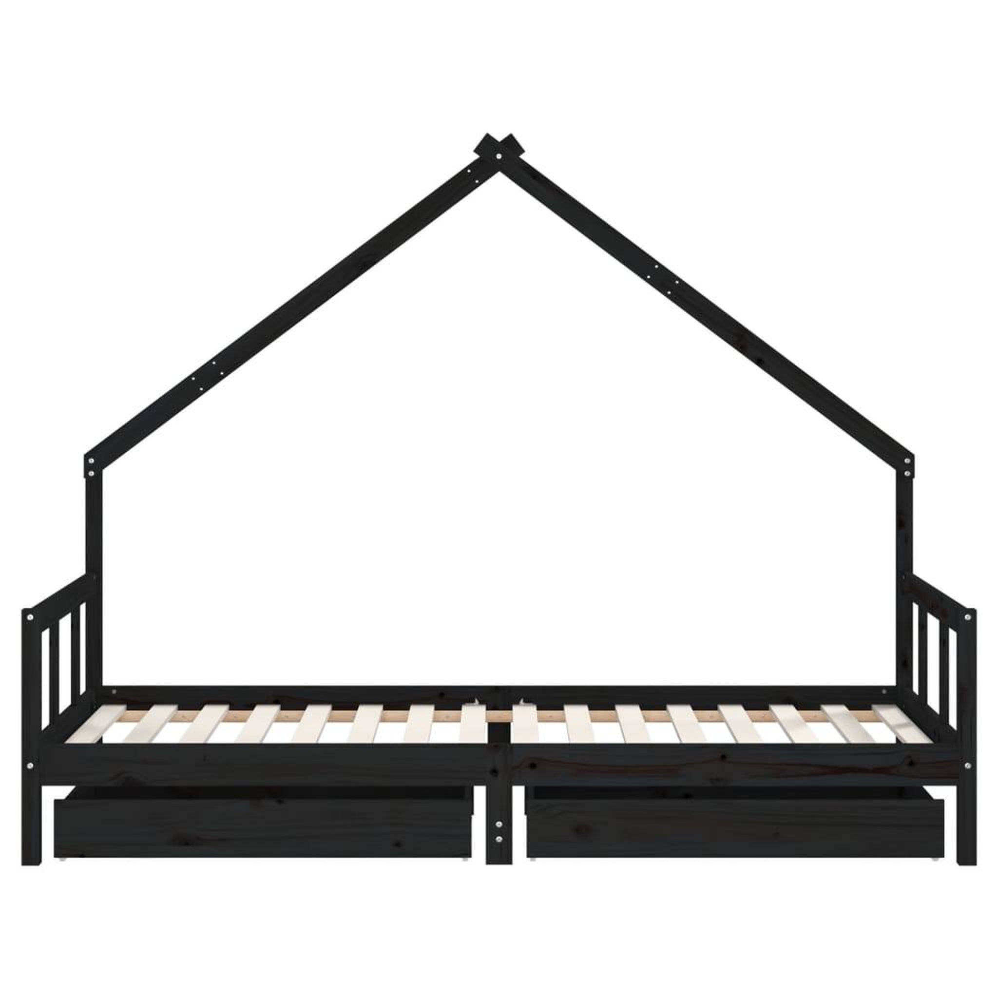 Voir la diapositive 5 : VIDAXL Cadre de lit enfant avec tiroirs noir 90x200 cm bois pin massif
