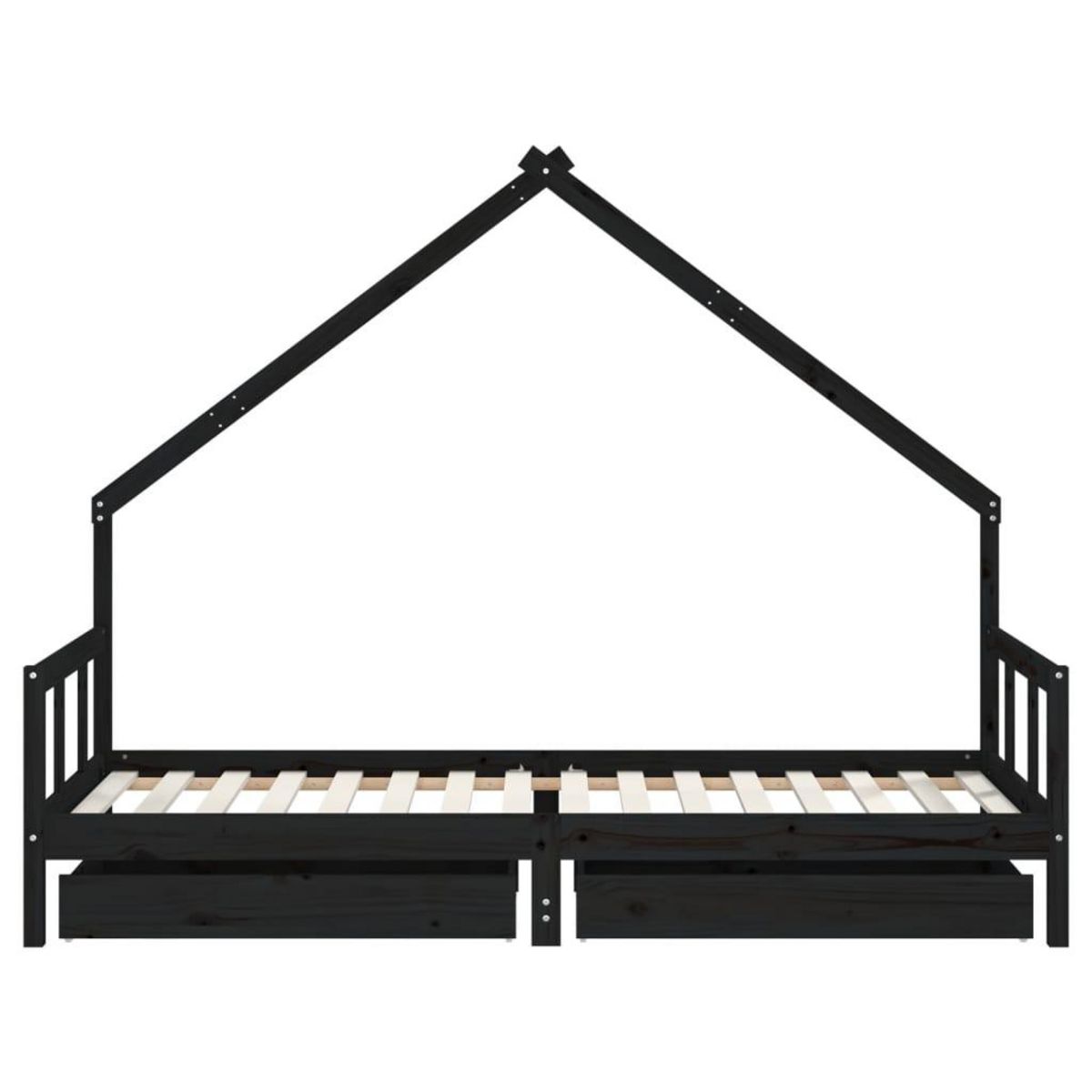 VIDAXL Cadre de lit enfant avec tiroirs noir 90x200 cm bois pin massif