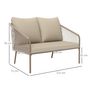 Voir la diapositive 3 : OUTSUNNY Canapé de jardin 2 places style bohème chic avec coussins assise dossier acier résine filaire grège