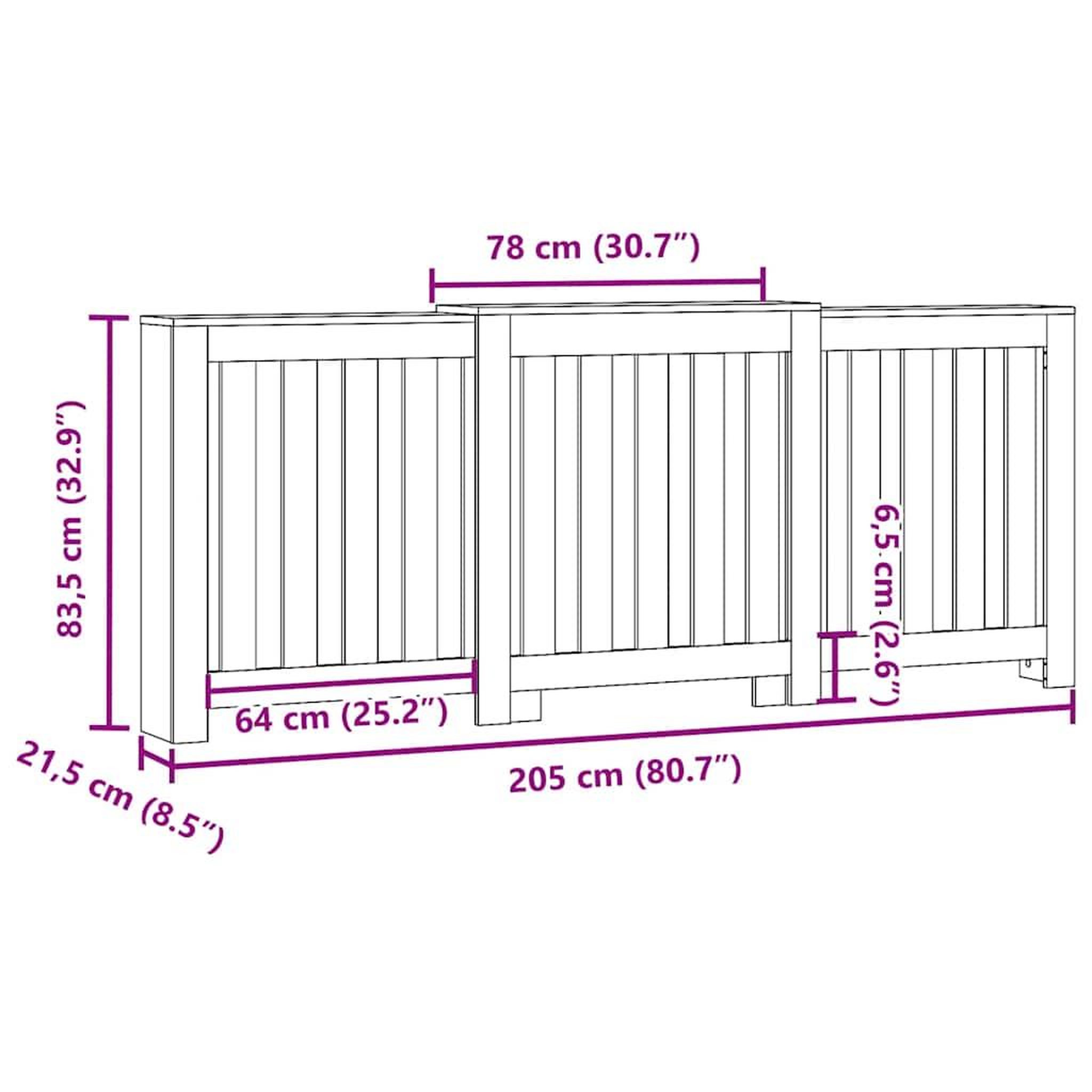 Voir la diapositive 6 : VIDAXL Cache-radiateur noir 205x21,5x83,5 cm bois d'ingenierie