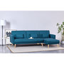 Voir la diapositive 3 : CONCEPT USINE Canapé d'angle réversible et convertible 4 places en tissu bleu canard GRACE