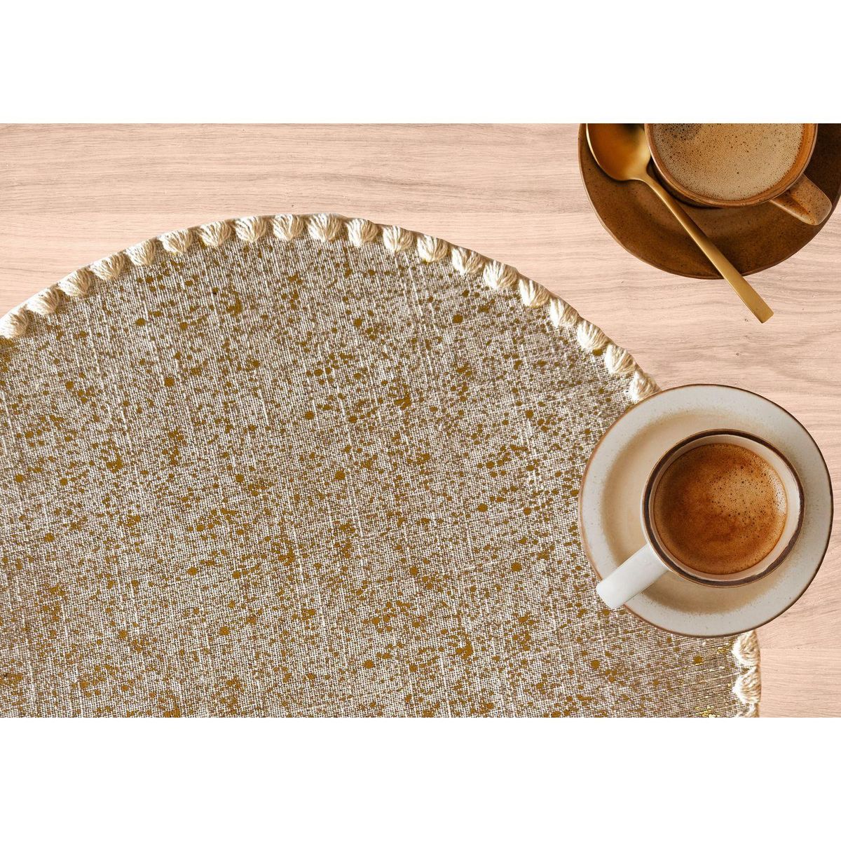 HABITABLE Lot de 2 sets de tables ronds en jute ALAGO