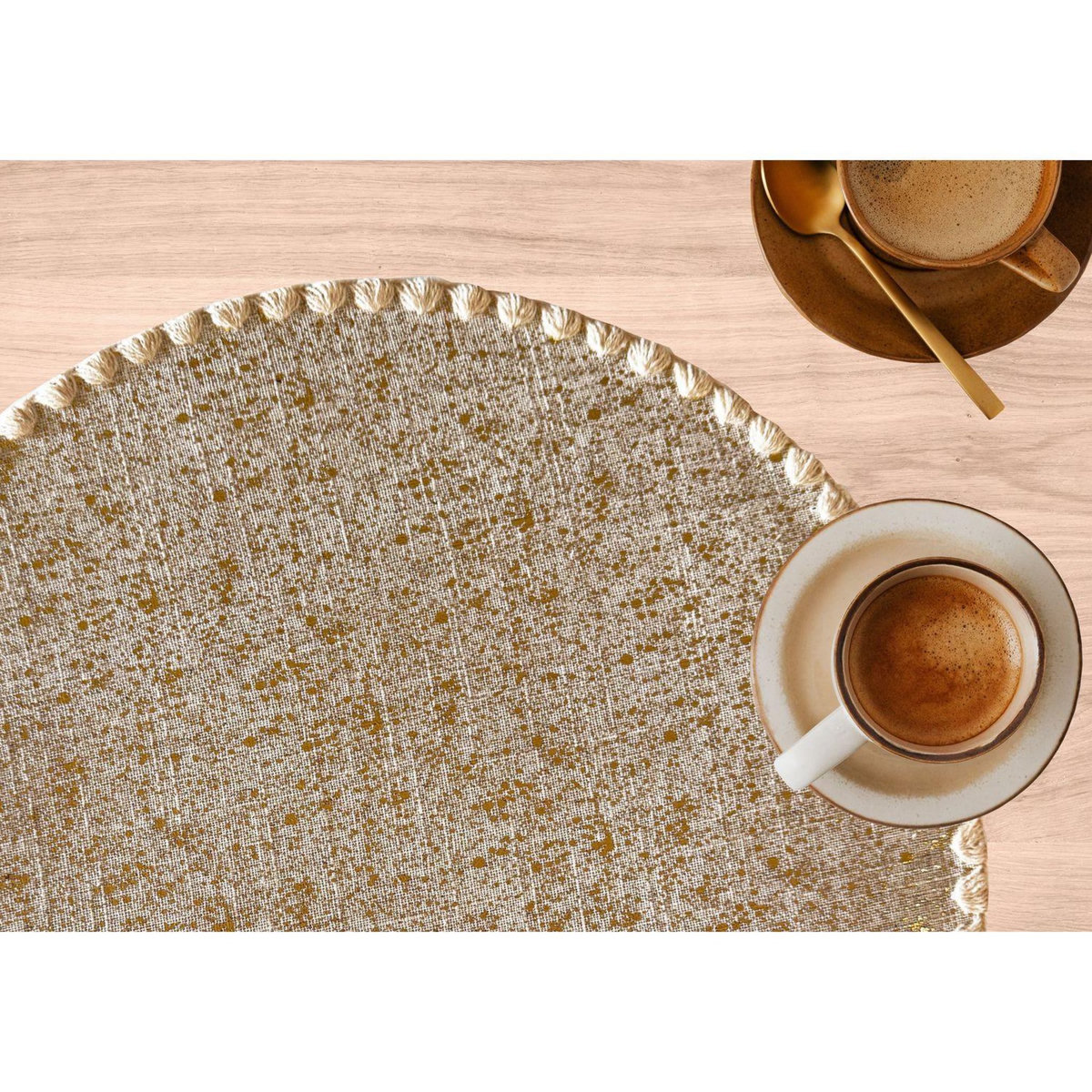 HABITABLE Lot de 2 sets de tables ronds en jute ALAGO