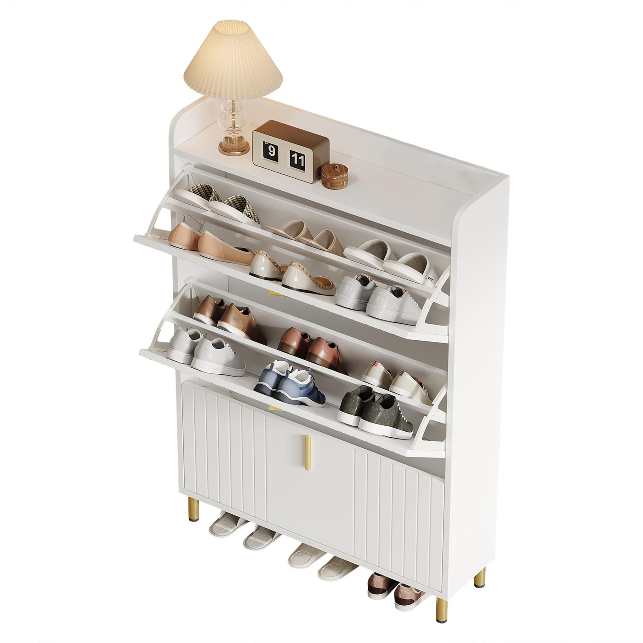 MERAX Meuble à chaussures 18 paires 3 étagères blanc mdf