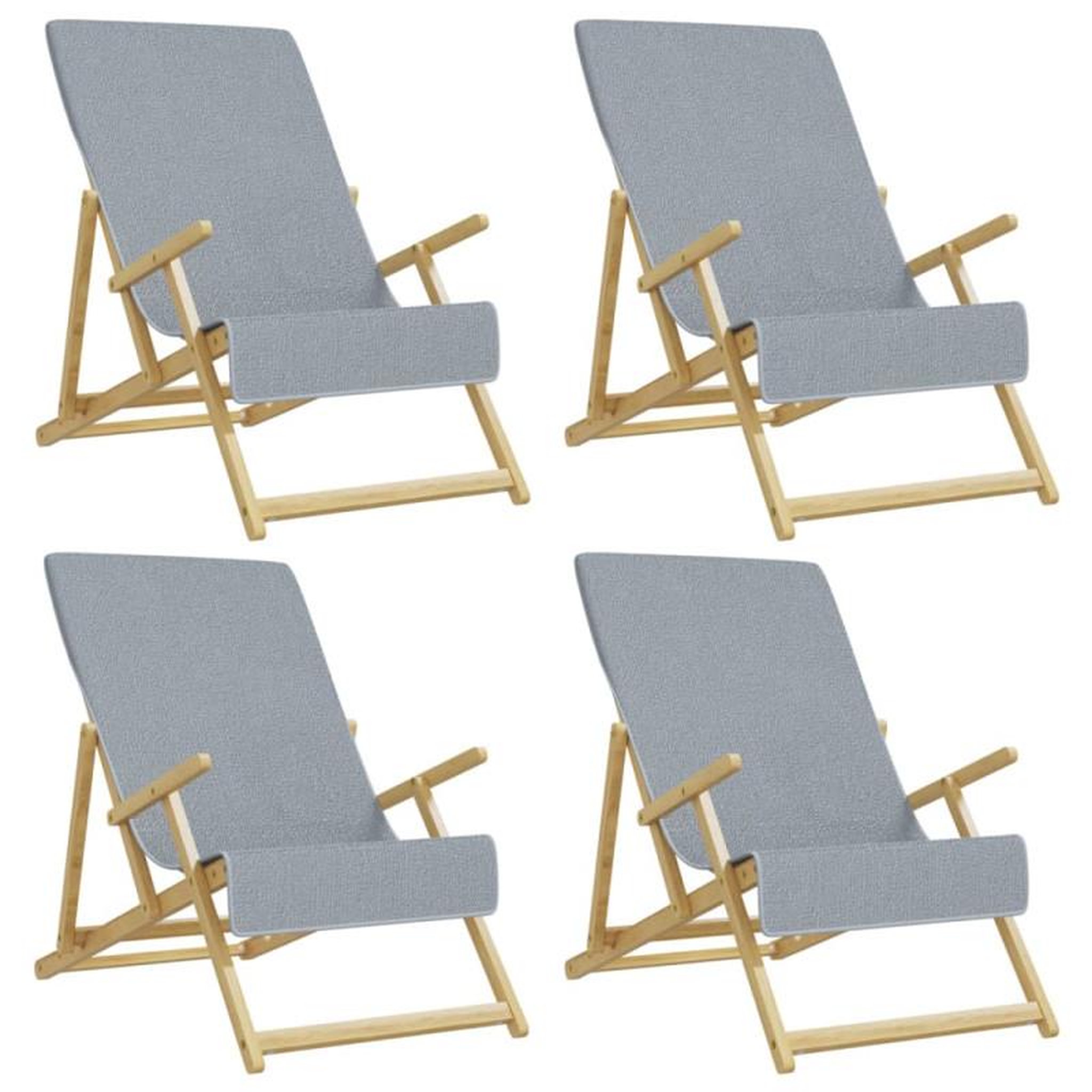 Voir la diapositive 2 : VIDAXL Serviettes de plage 4 pcs gris 60x135 cm tissu 400 GSM