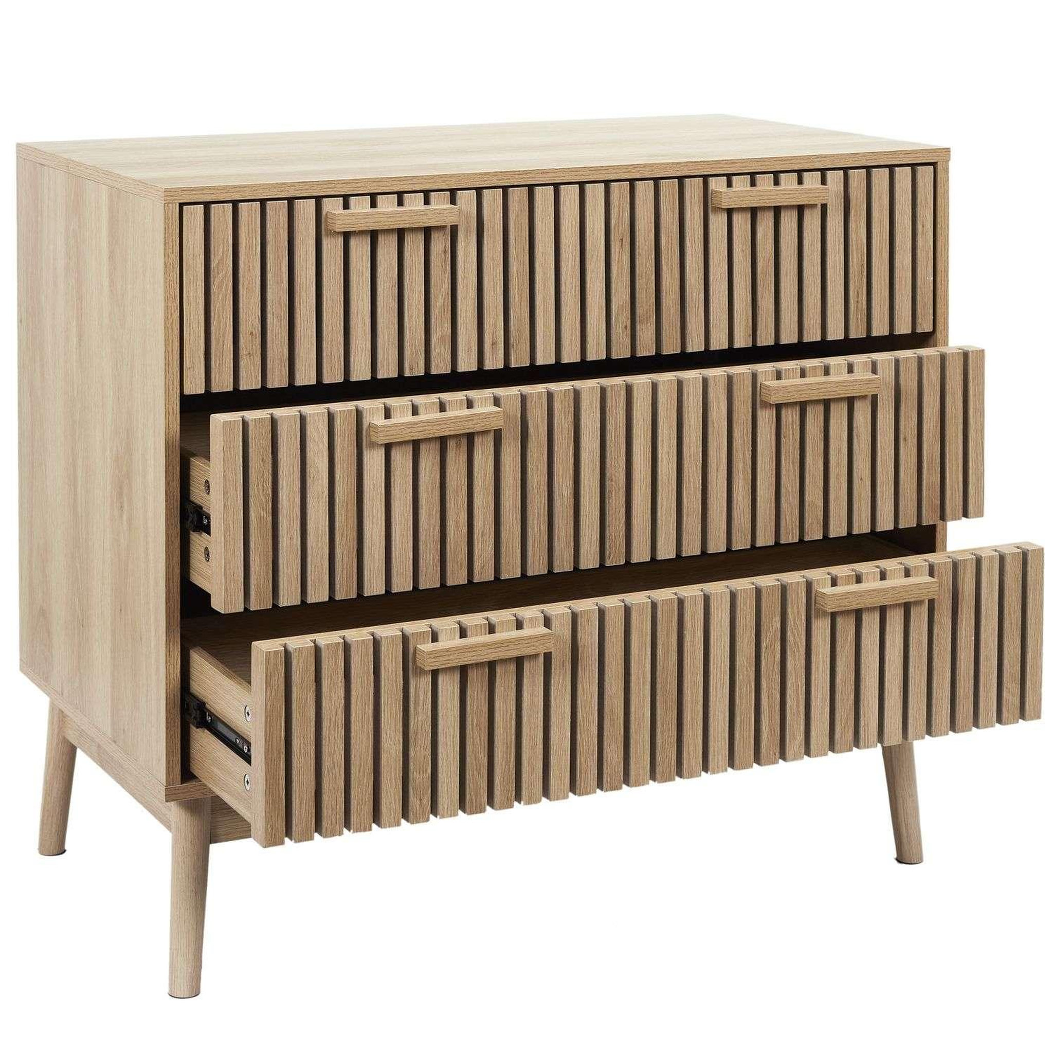 Voir la diapositive 3 : The Home Deco Factory Commode 3 tiroirs saulk - marron