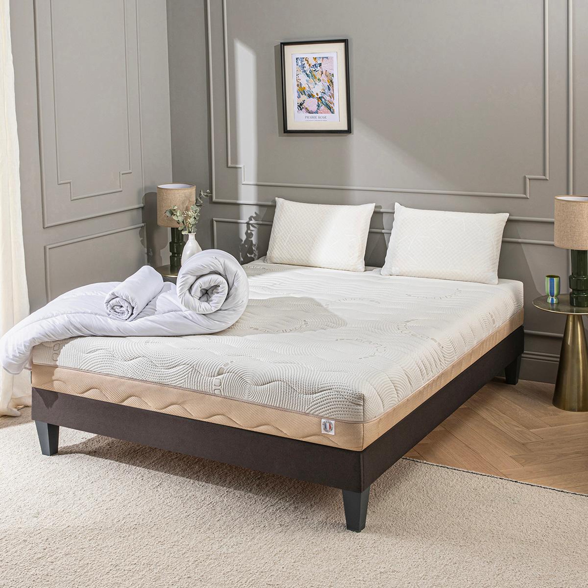 Voir la diapositive 2 : BELLECOUR Bellecour literie | pack prêt à dormir leman | matelas mousse hypersoft + sommier + accessoires