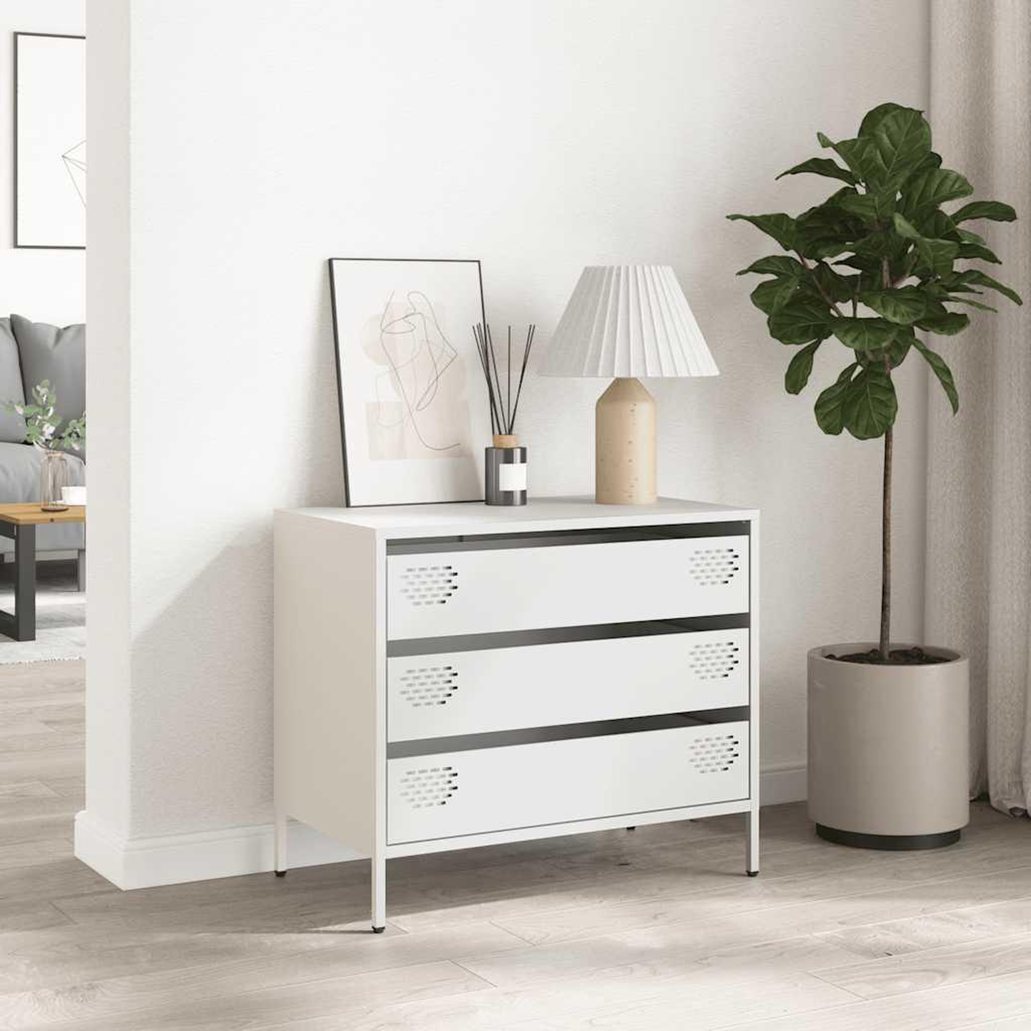 Voir la diapositive 3 : VIDAXL Buffet blanc 68x39x58,5 cm acier lamine a froid