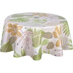 HABITABLE Nappe en toile cirée ronde motifs jungle MALLORCA. Coloris disponibles : Vert, Beige