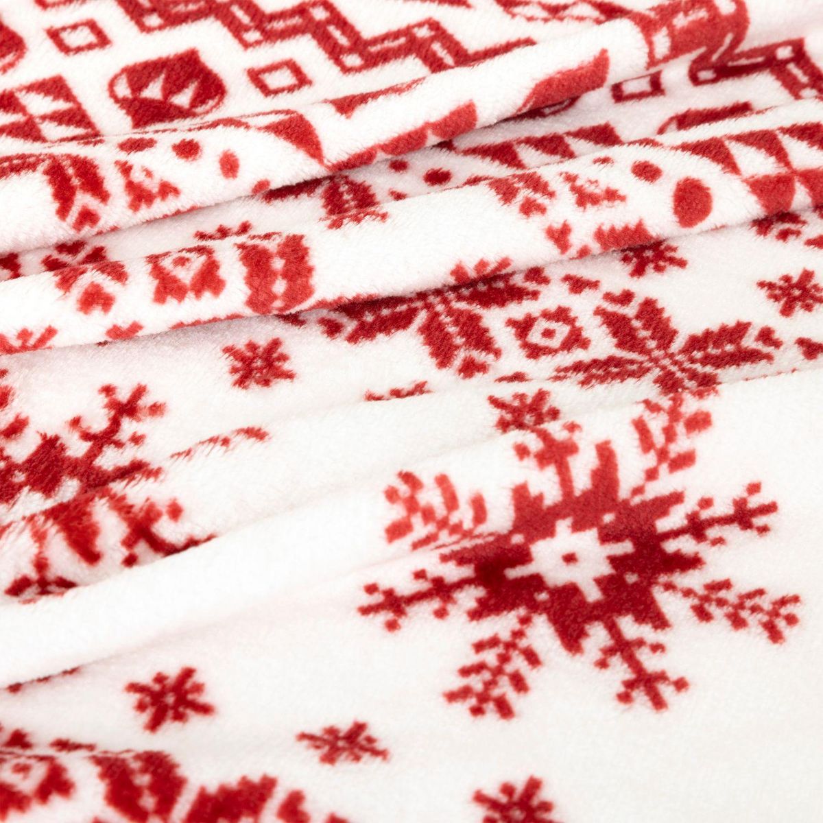 FEERIC LIGHT & CHRISTMAS Plaid de Noël motif Scandinave - 130 x 180 cm - Rouge