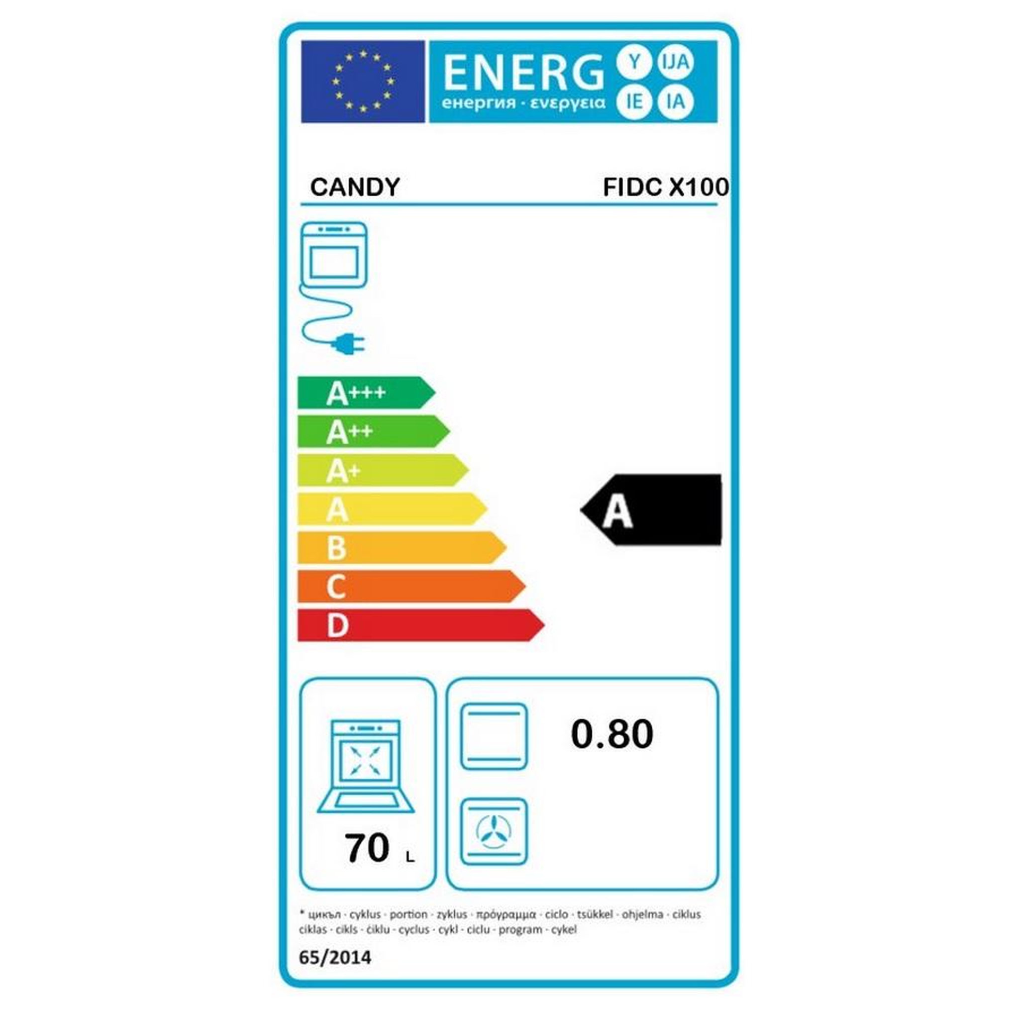 Voir la diapositive 6 : Candy Four intégrable 70l 60cm émail inox - fidcx100