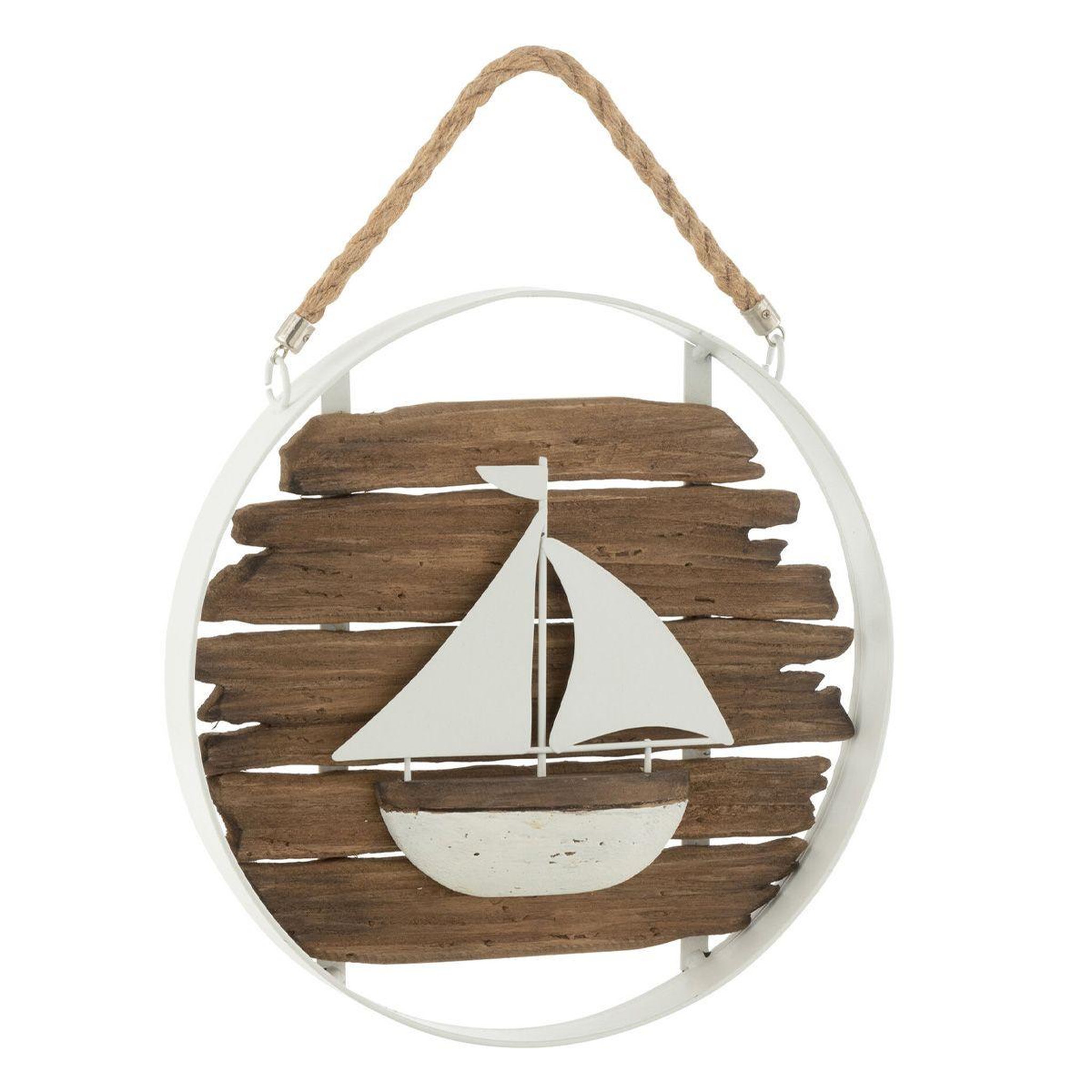 J-LINE Décoration murale en bois  voilier  25cm naturel