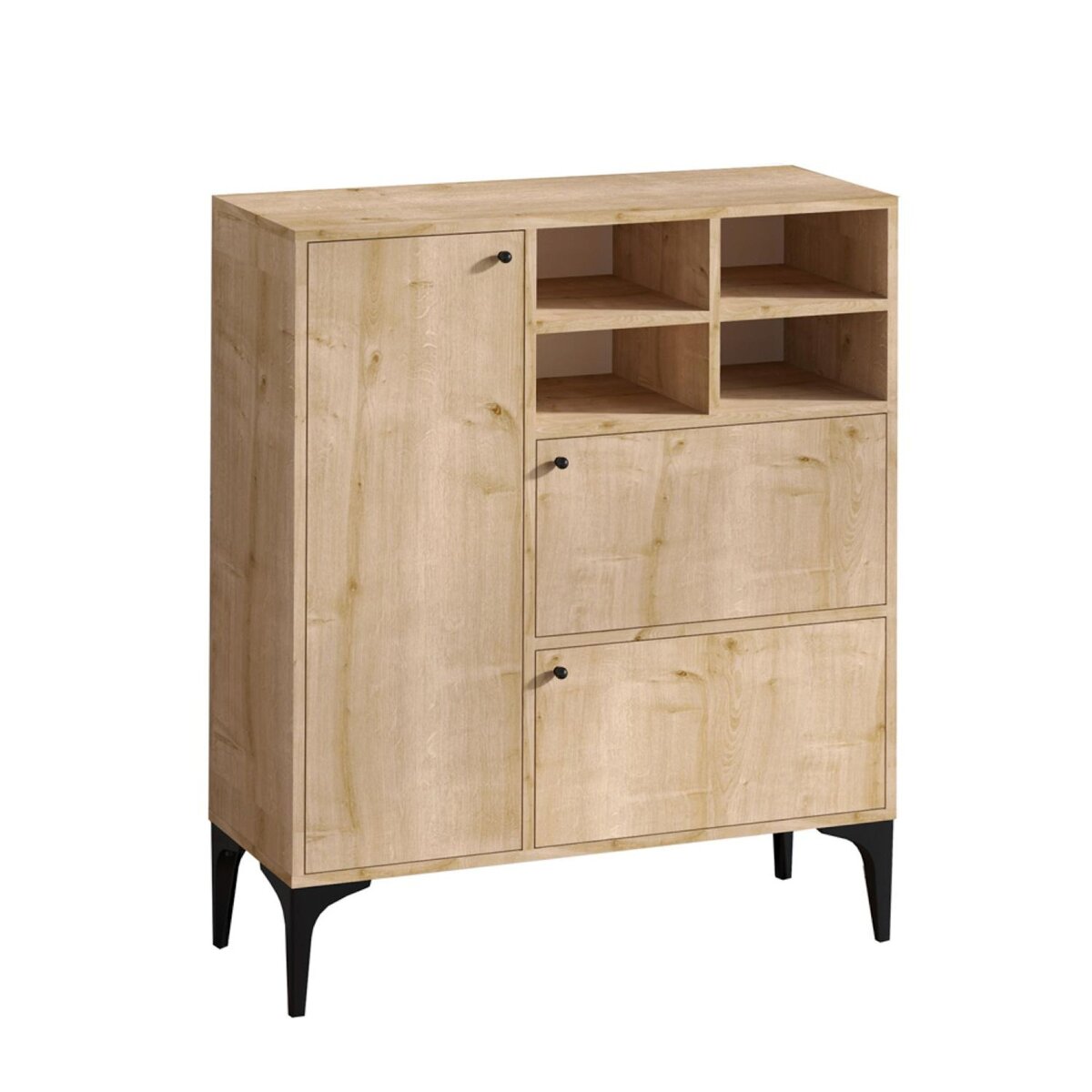 CONCEPT USINE Buffet haut 3 portes et 4 niches couleur chêne 100x125cm EWA
