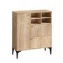 Voir la diapositive 1 : CONCEPT USINE Buffet haut 3 portes et 4 niches couleur chêne 100x125cm EWA