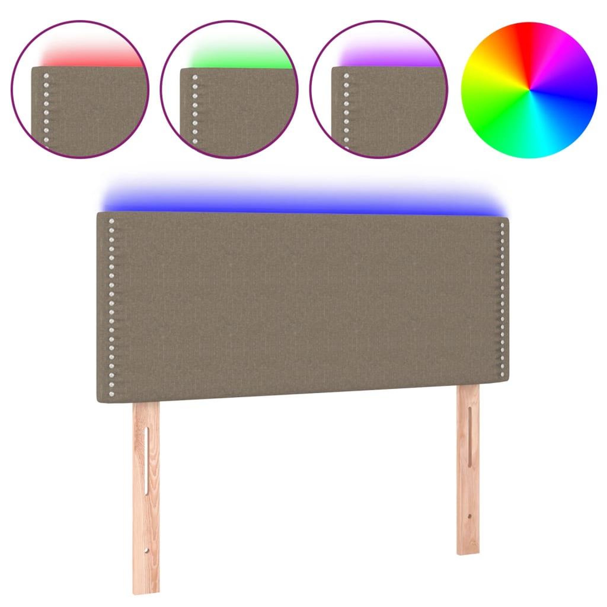 Voir la diapositive 2 : VIDAXL Tete de lit a LED Taupe 80x5x78/88 cm Tissu
