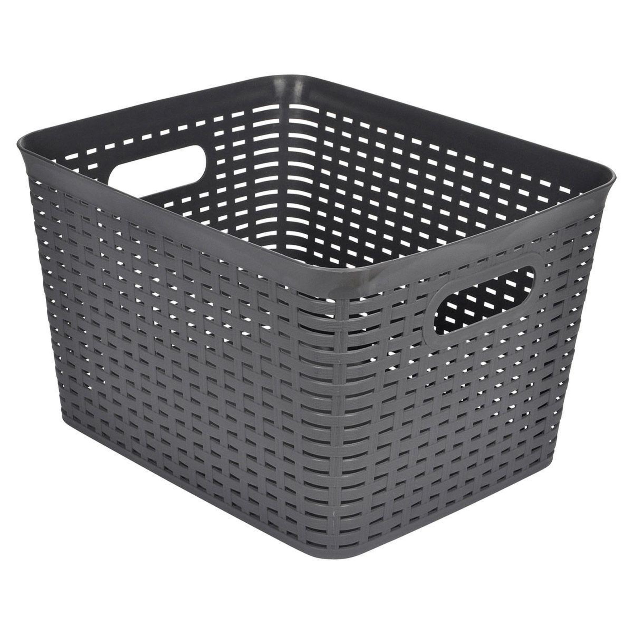 HOMEA Panière à linge  effet tressé  13l gris
