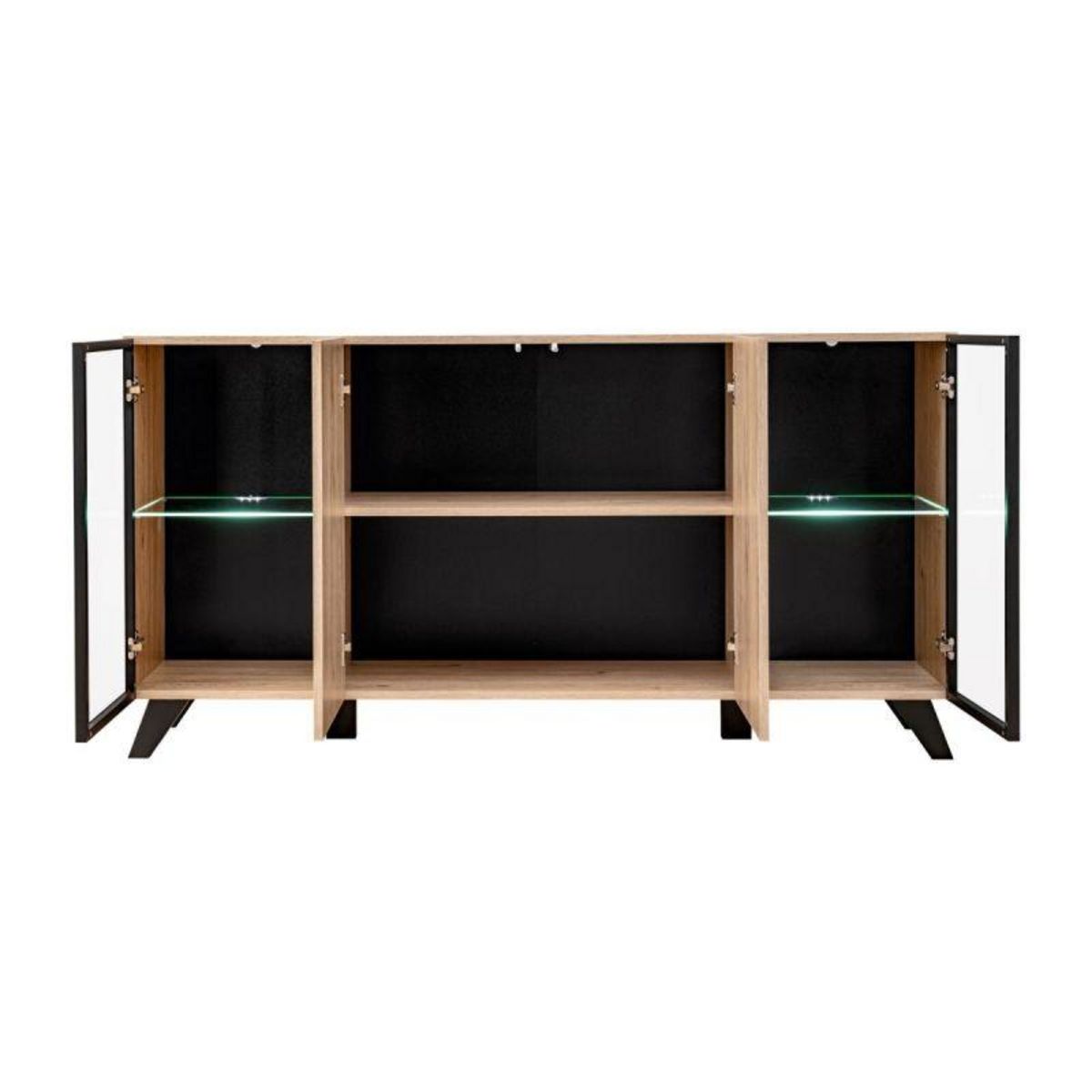 Paris Prix Buffet 4 Portes Design  Liam  160cm Naturel & Noir