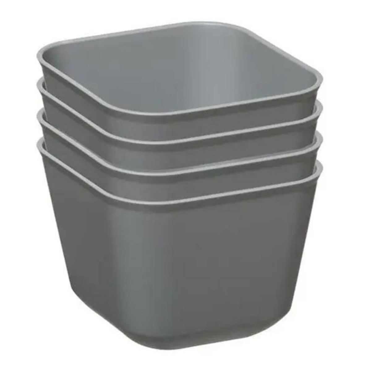 FIVE Lot de 4 Boîtes de Rangement  Flex  8cm Gris