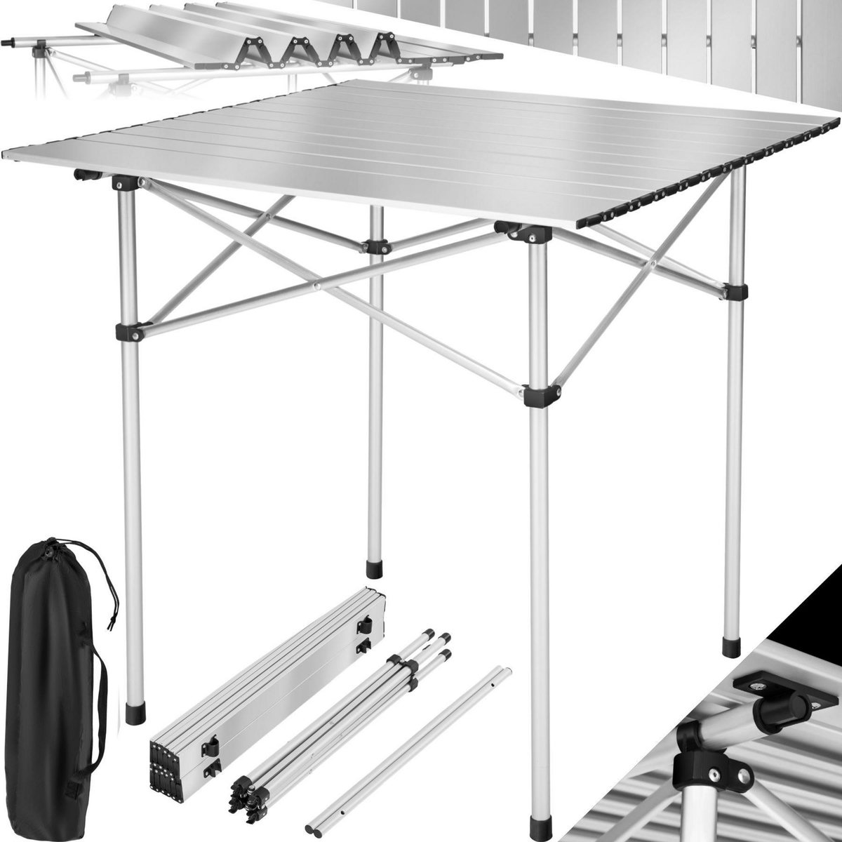 tectake Table de camping pliable gris