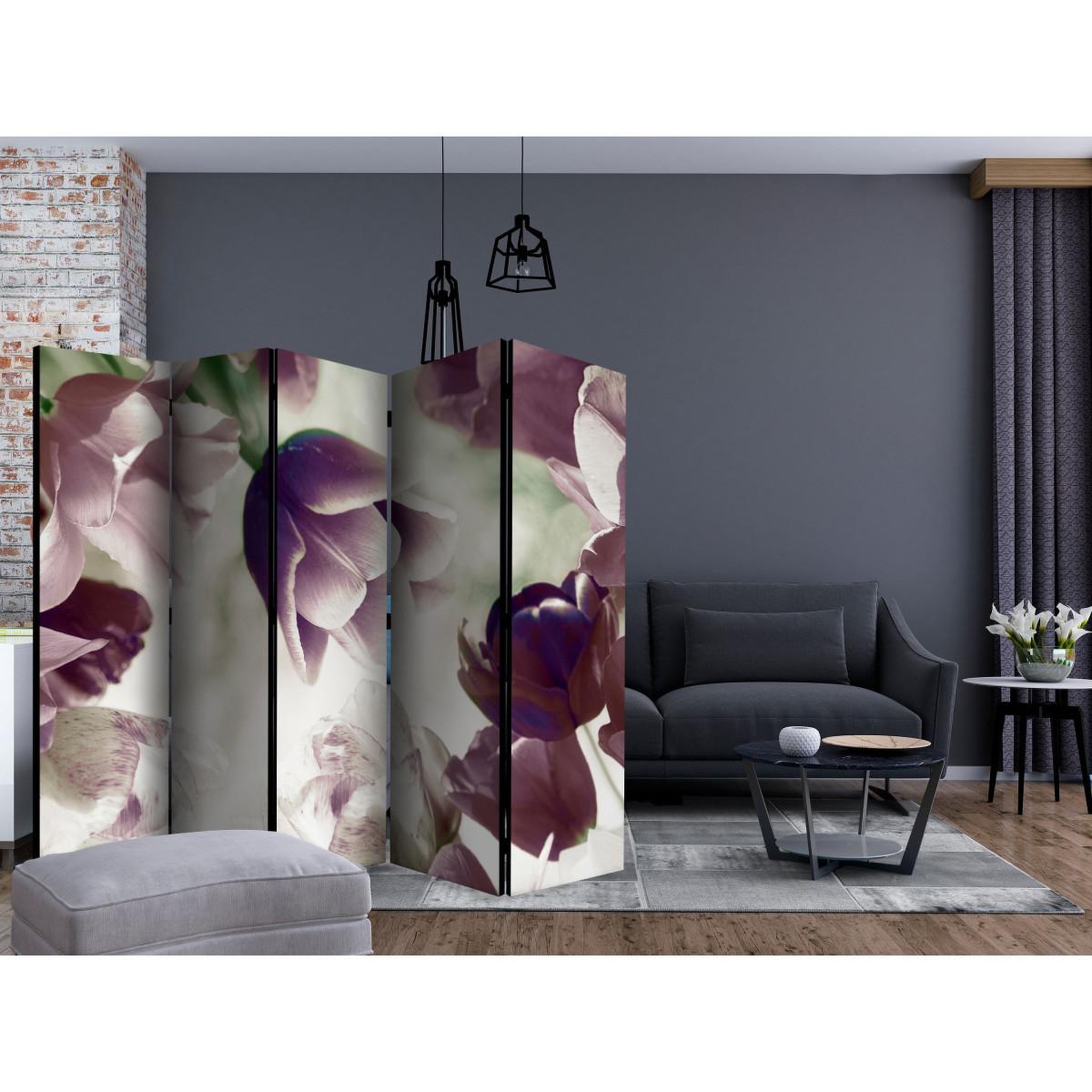 Voir la diapositive 2 : Paris Prix Paravent 5 volets  heavenly tulips  172x225cm
