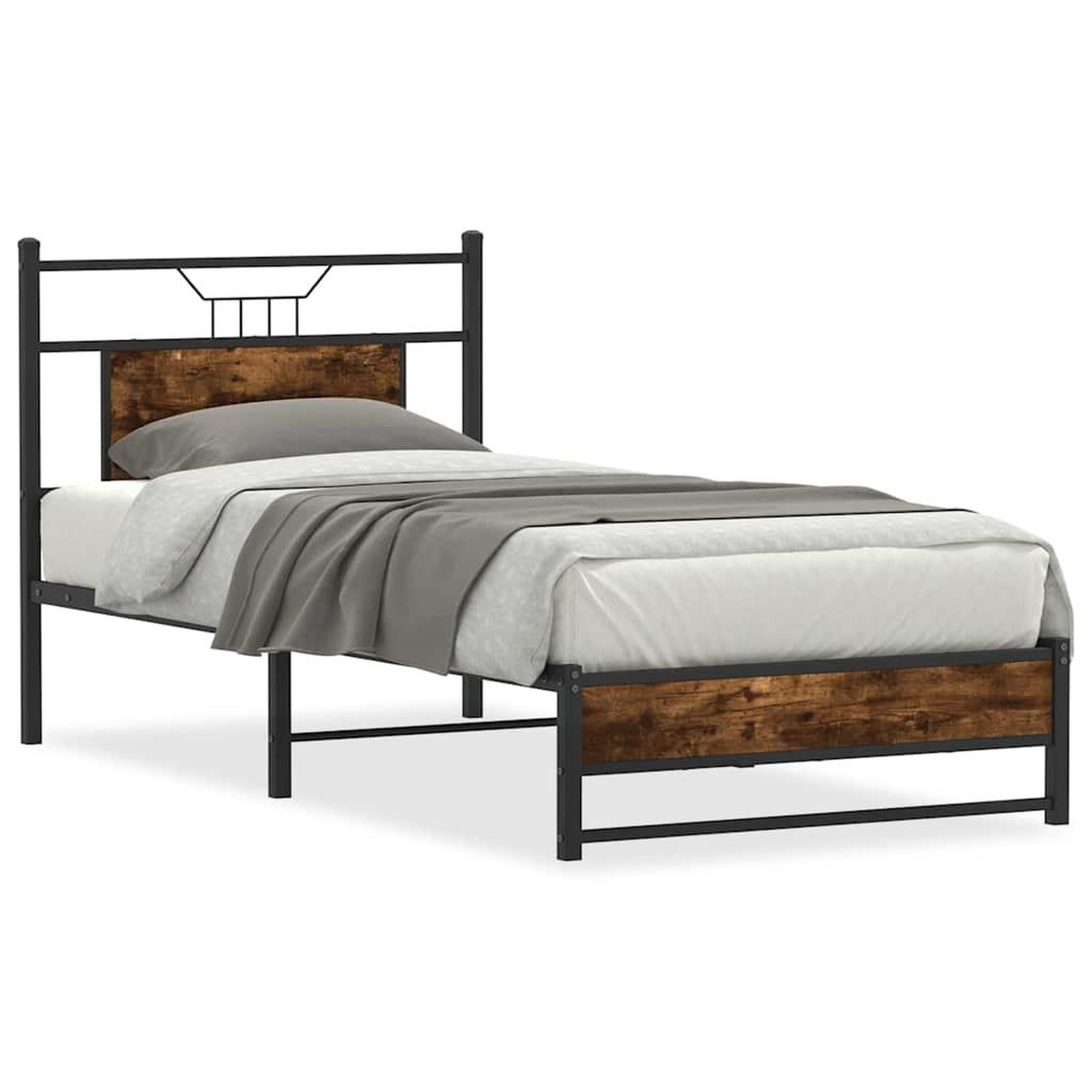 Voir la diapositive 2 : VIDAXL Cadre de lit sans matelas chene fume 90x200cm bois d'ingenierie